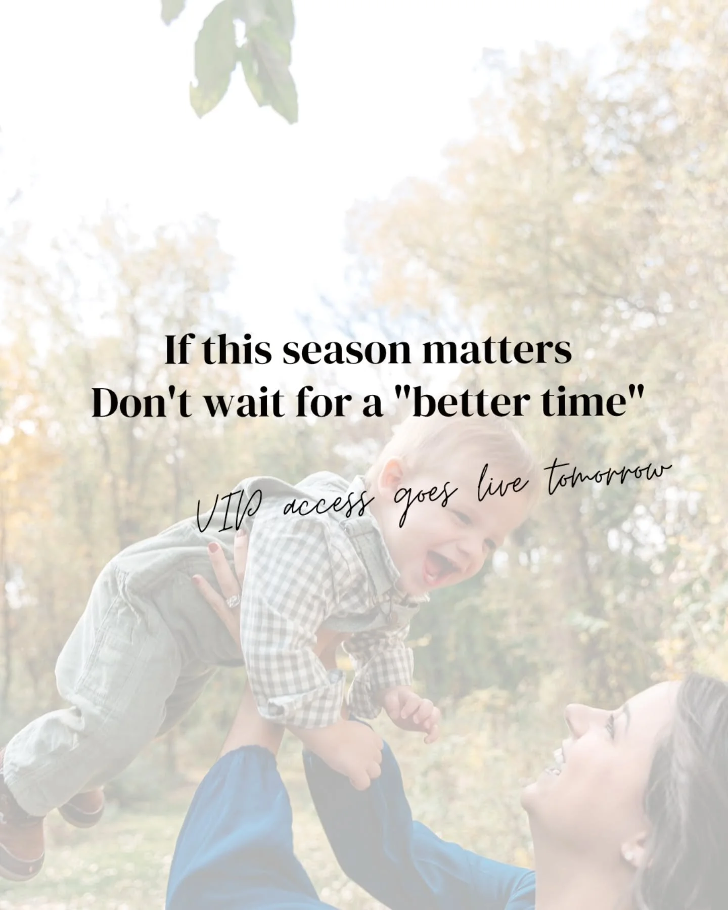 Every season feels long when you're in it. Then suddenly it's gone in a blink. 

Tomorrow is the day! VIP early access goes live! That means TODAY is your last chance to join the email list and get first dibs. 

Mini sessions are limited to 6 spots p