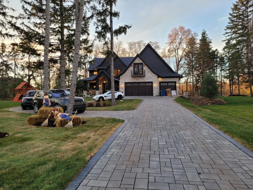 Completed Unilock Treo Smooth paver driveway — Plymouth MN — Heritage Outdoors