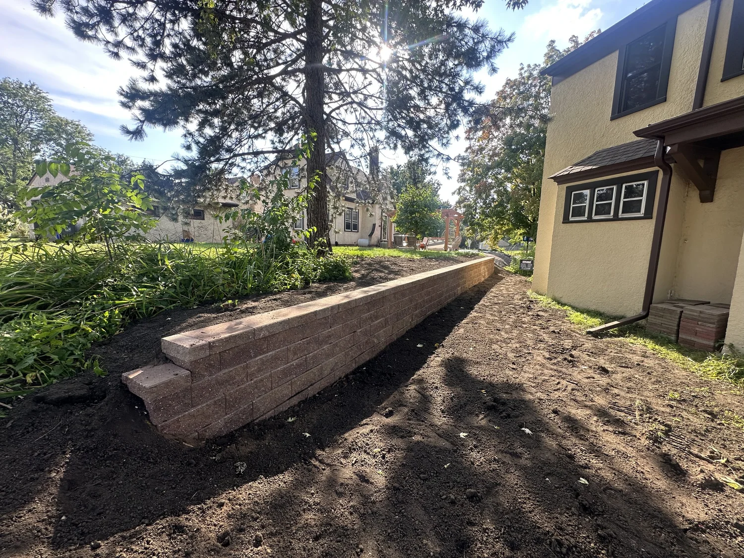 Completed Versa-Lok Standard block retaining wall — Como Park Saint Paul MN — Heritage Outdoors 2025