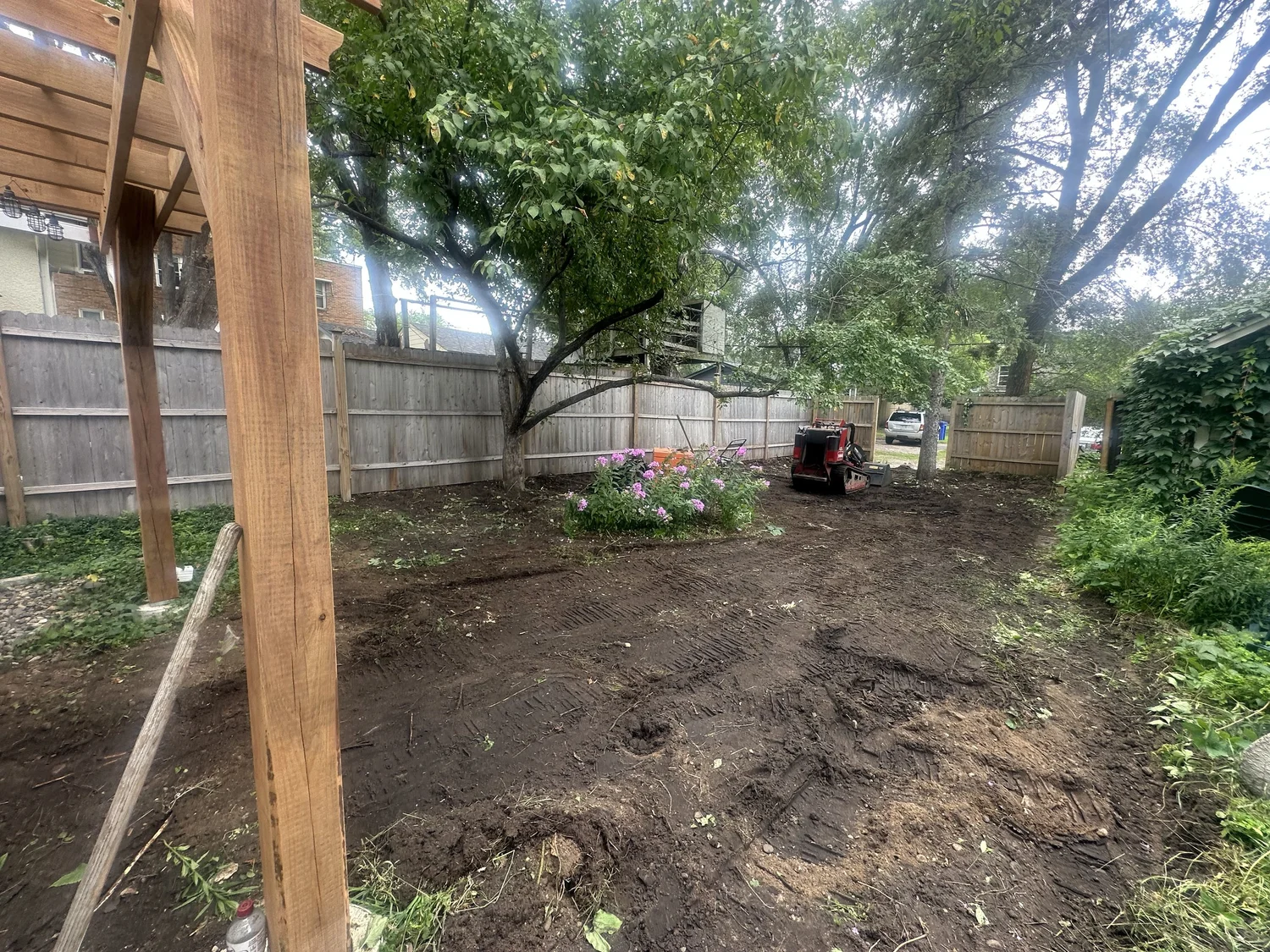 Landscape demo and clearing during install — Hamline-Midway Saint Paul MN — Heritage Outdoors 2025