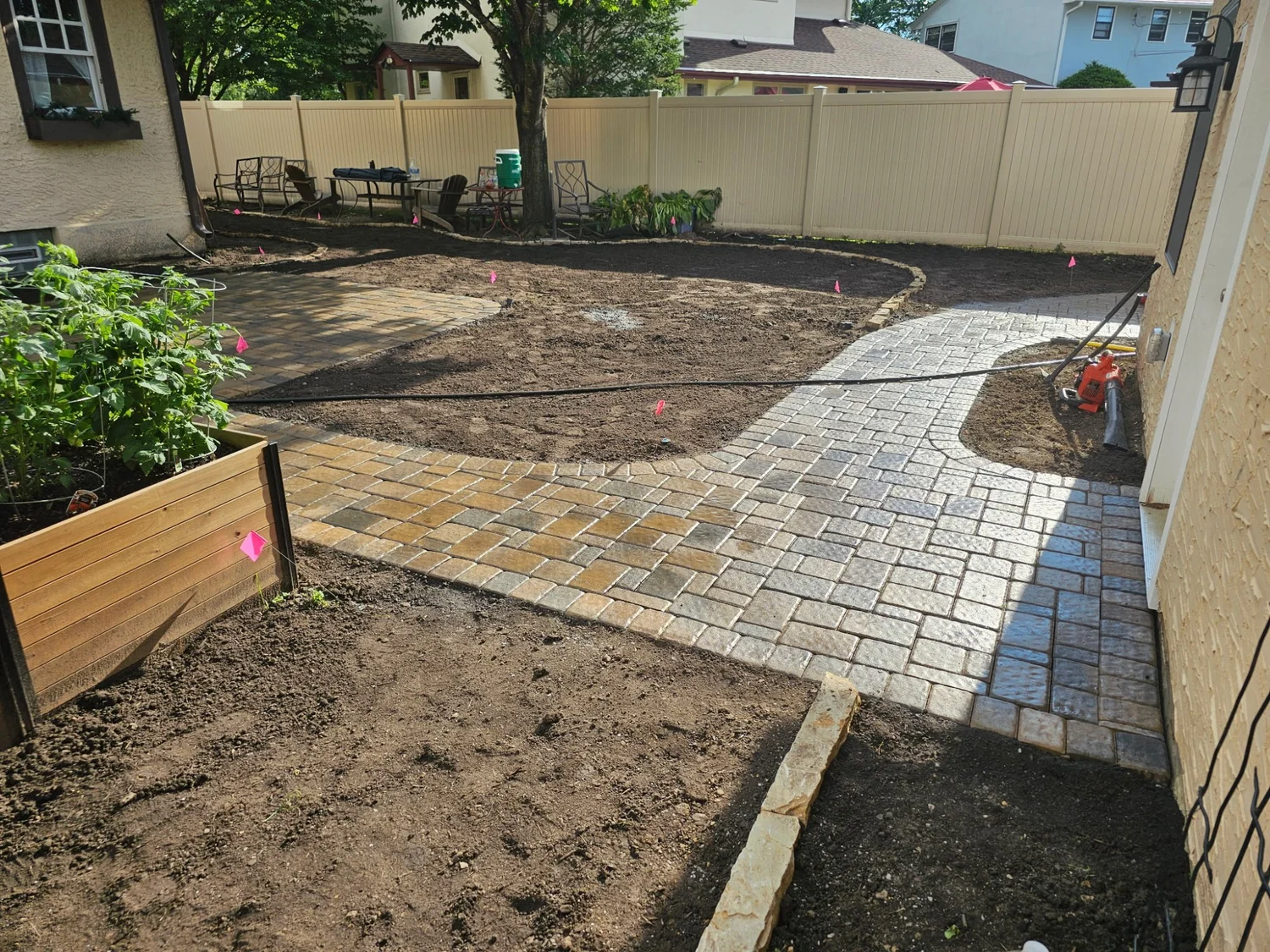 Willow Creek Cobblestone patio during installation — Como Park Saint Paul MN — Heritage Outdoors 2025