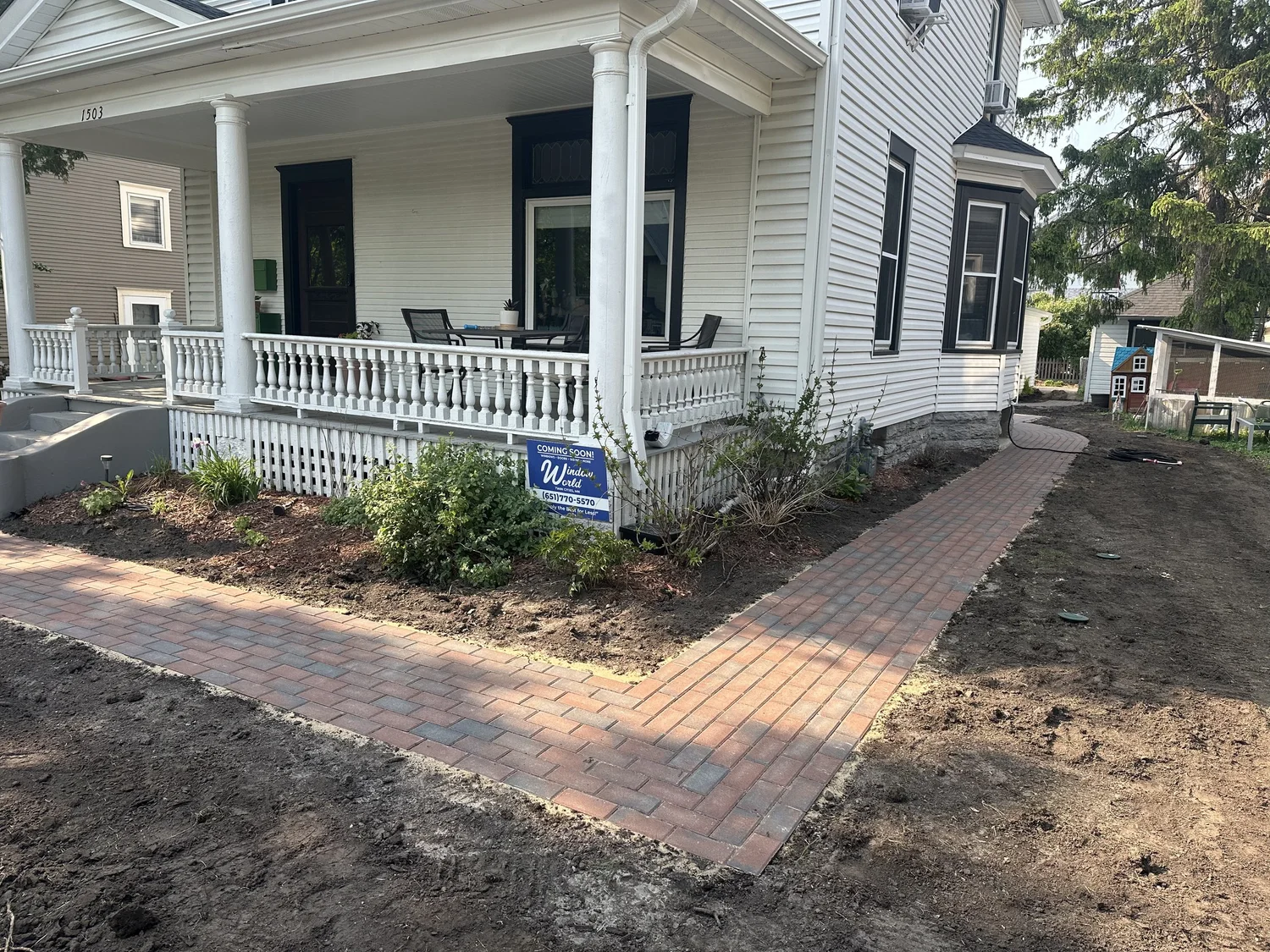 Willow Creek Brickstone RoseCreek front walkway and porch view — Hamline-Midway Saint Paul MN — Heritage Outdoors 2025
