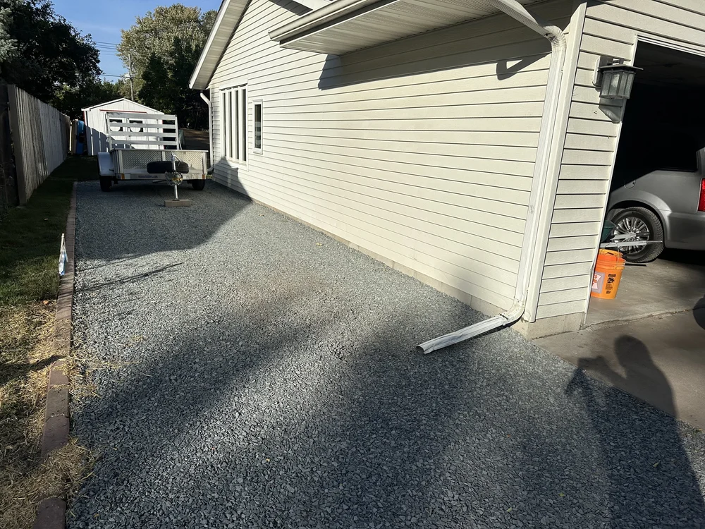 Completed trap rock permeable driveway extension — Roseville MN — Heritage Outdoors 2025