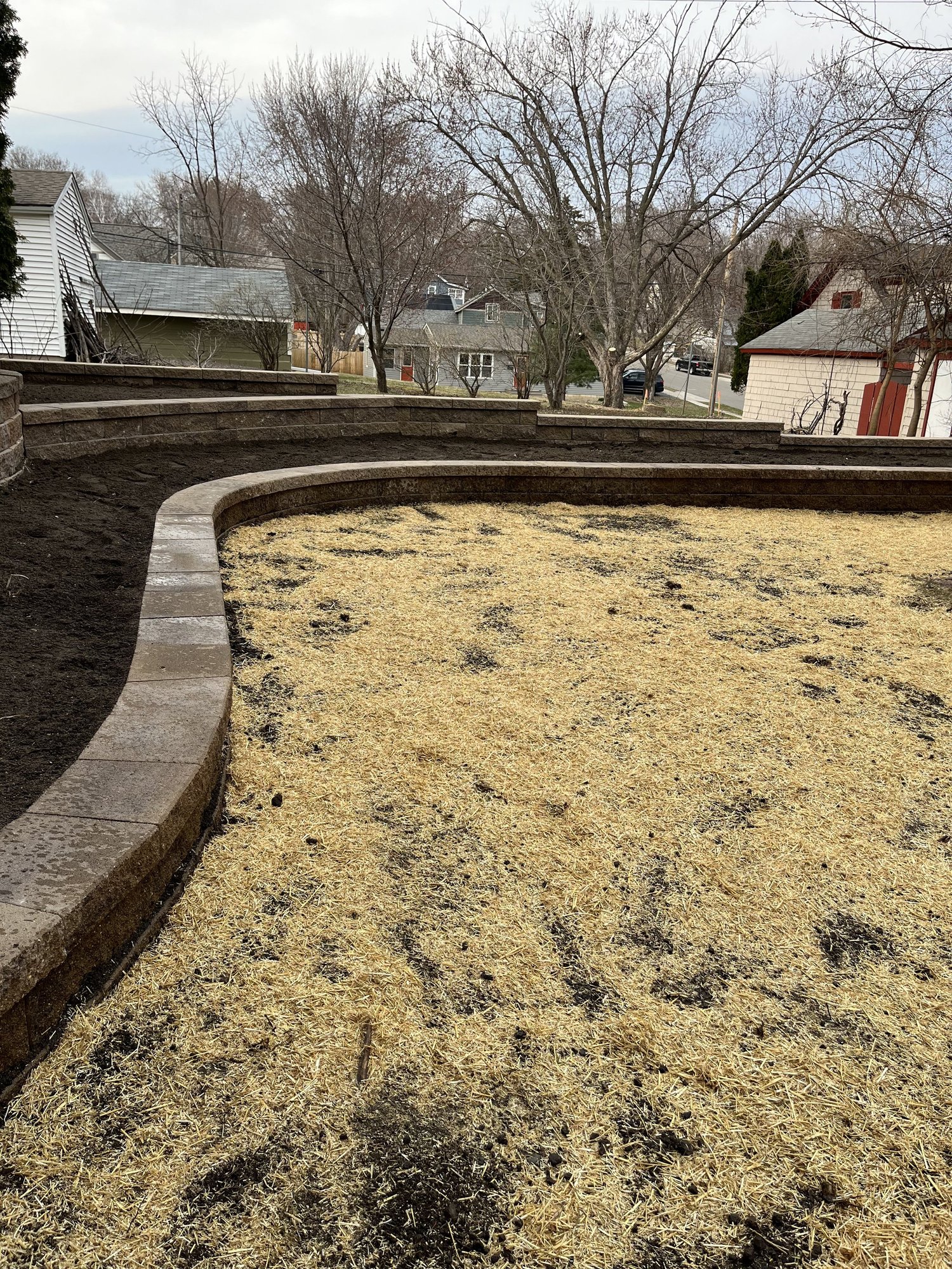 Versa-Lok tan curved planter box wall detail — Stillwater MN — Heritage Outdoors
