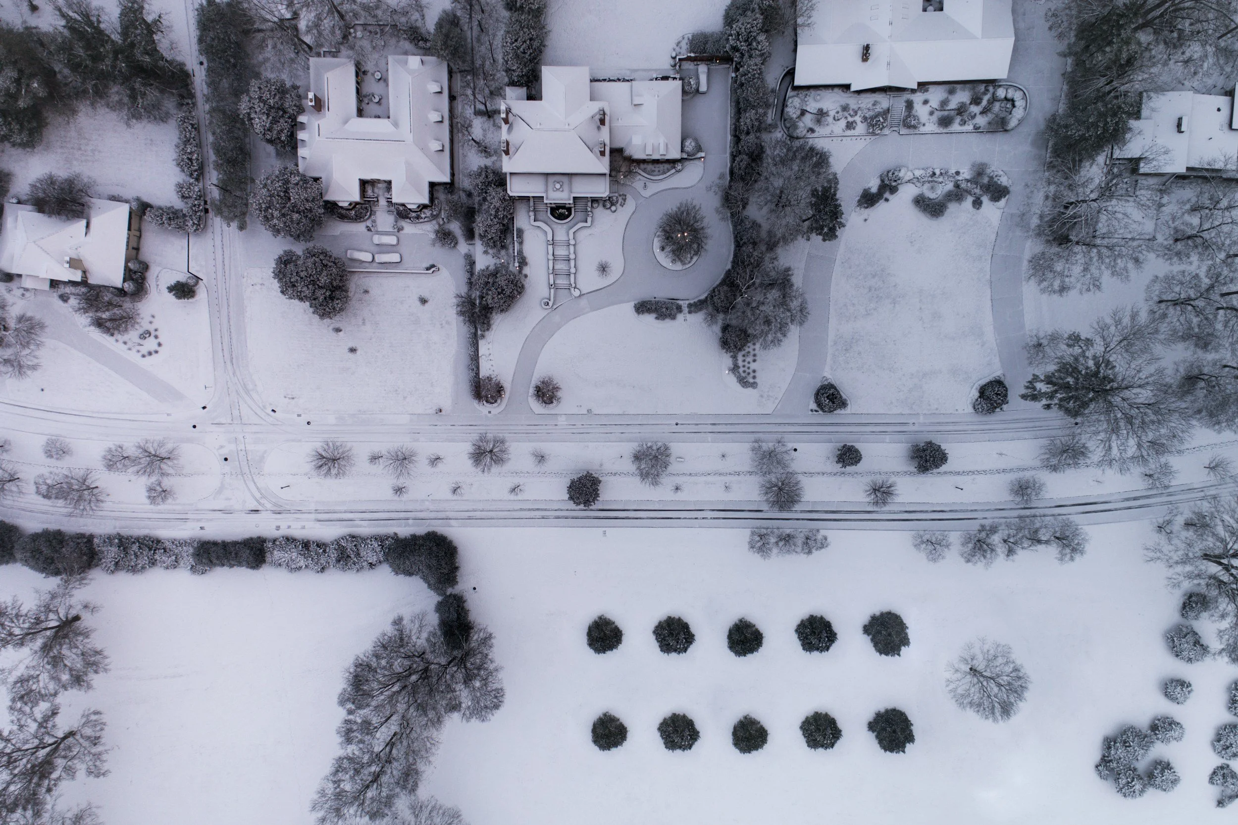 residential homes with snow