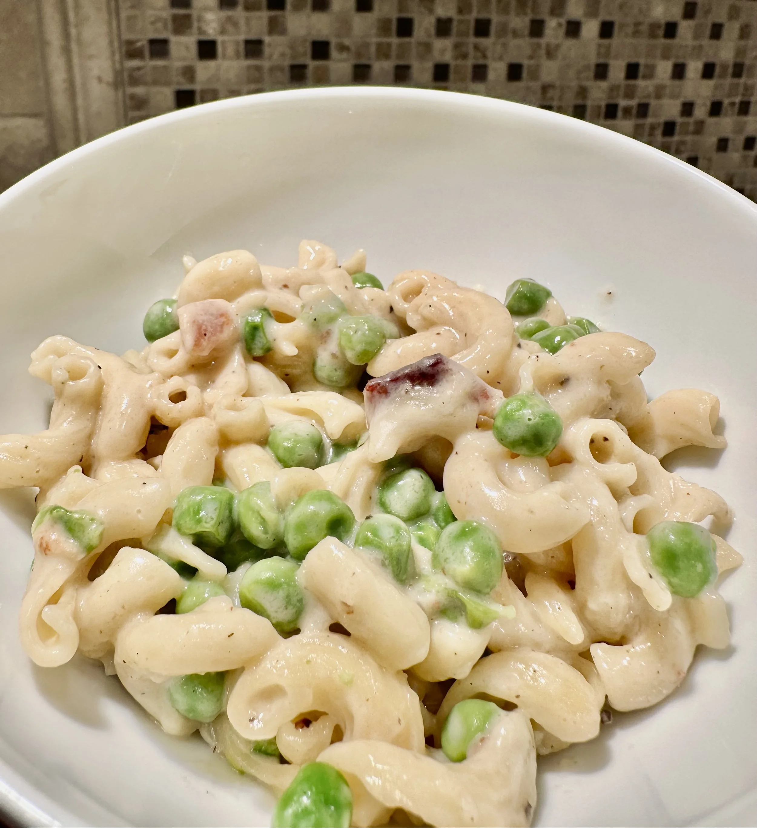 Creamy Pasta with Bacon & Peas — The Cutting Board