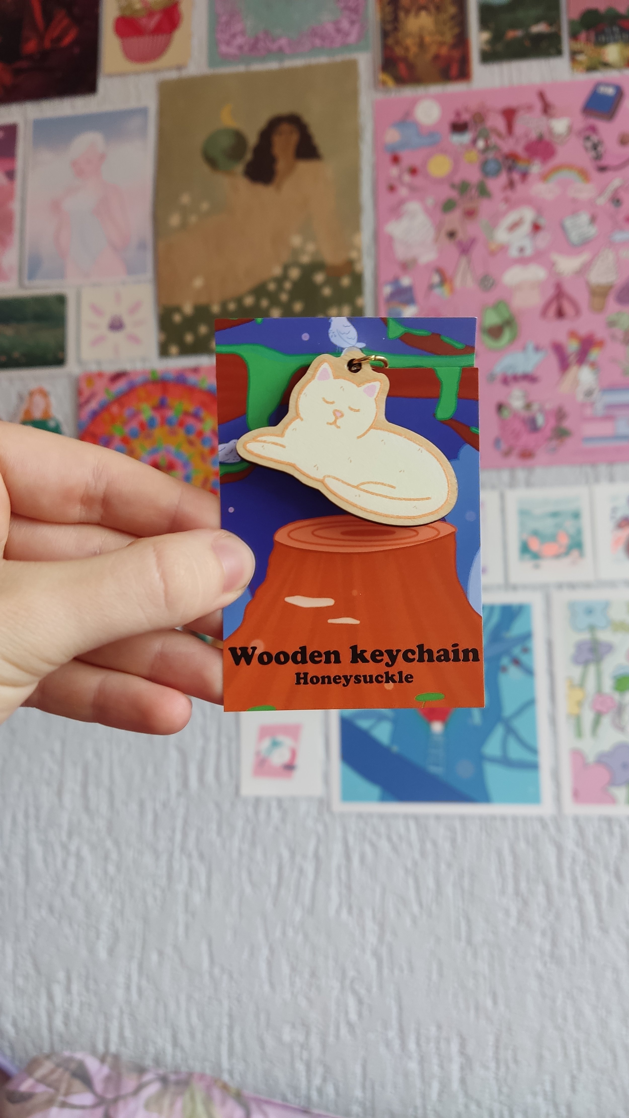 Cat Wooden Keychain