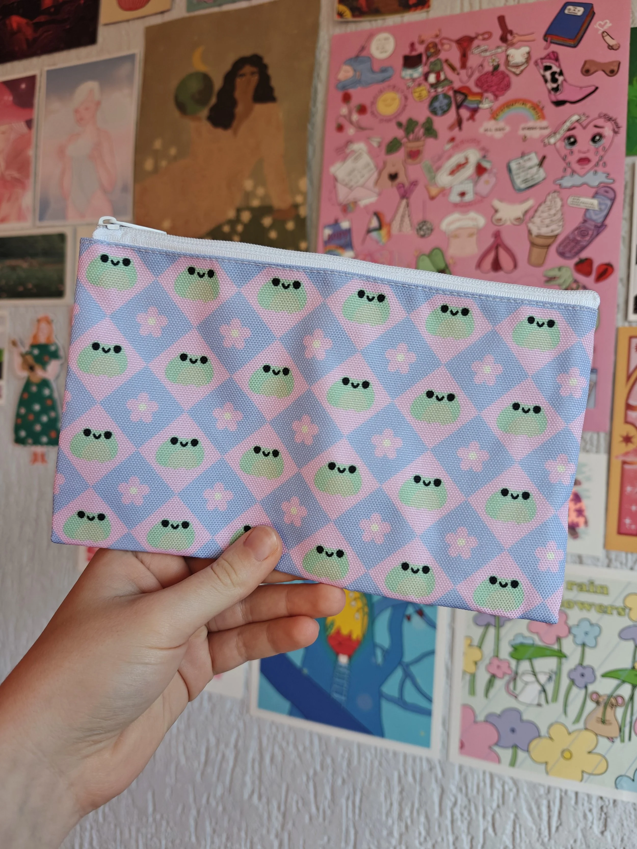 cute frog flower pattern pencil case pouch.jpg