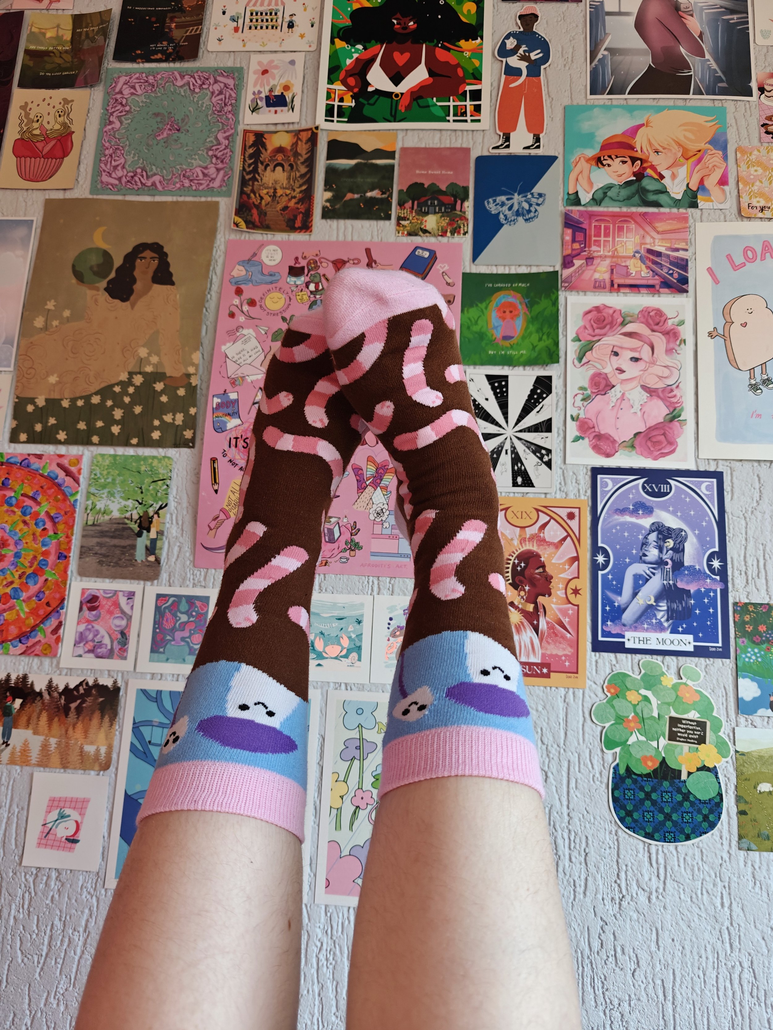 cute worm mushroom art socks.jpg
