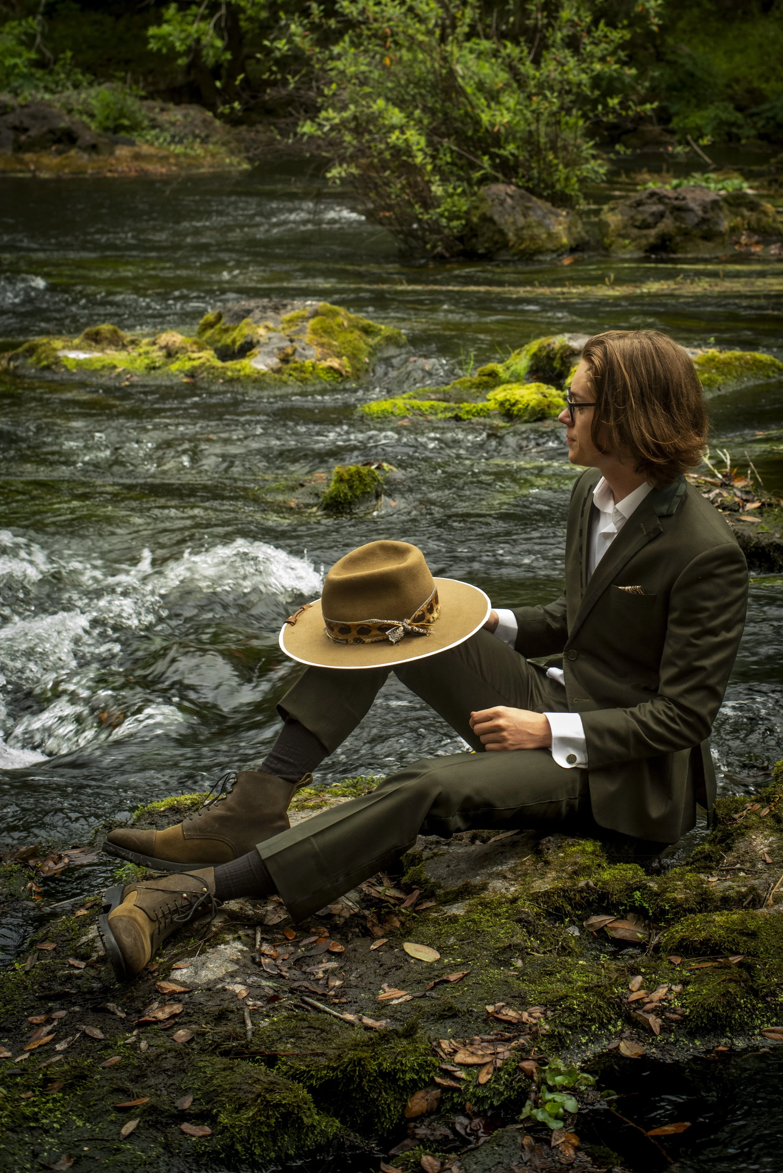 Everglades green bespoke custom suit by 1942 Clothiers in Ybor, Tampa, Florida.