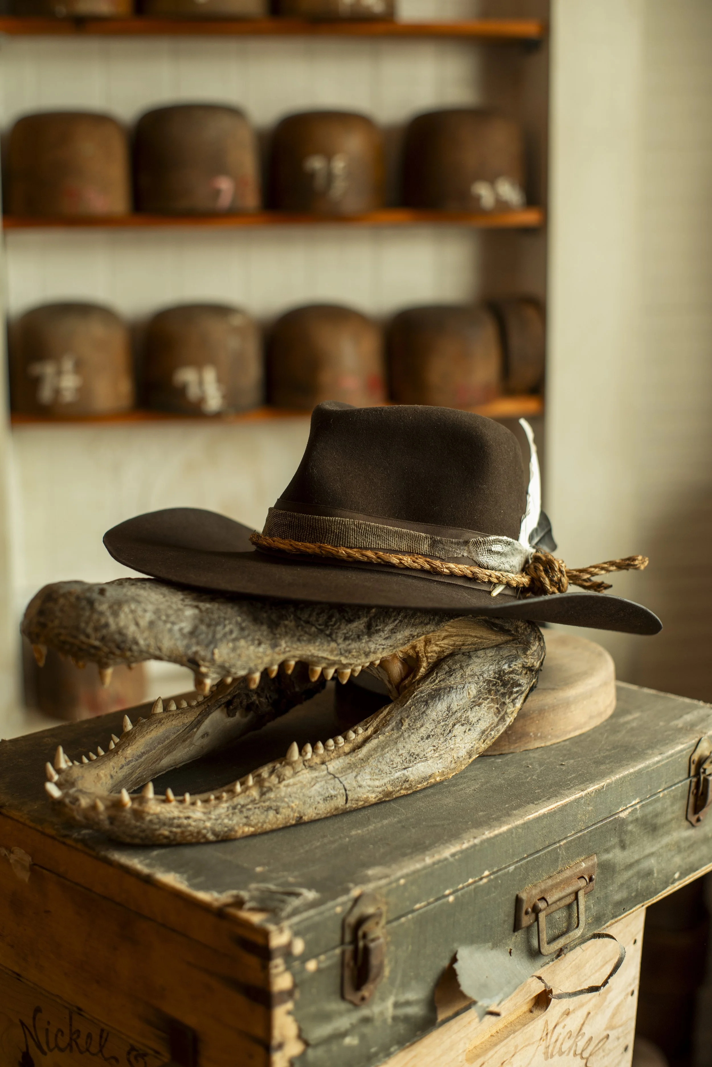 Custom cowboy hat Fedora West made for Meggie Castro in Florida by Til Death Hat Co in Ybor, Tampa. Best Ybor Shop, Best Florida Hat Shop, Better Than a Hat Bar. Boho, Tecovas, Coastal.