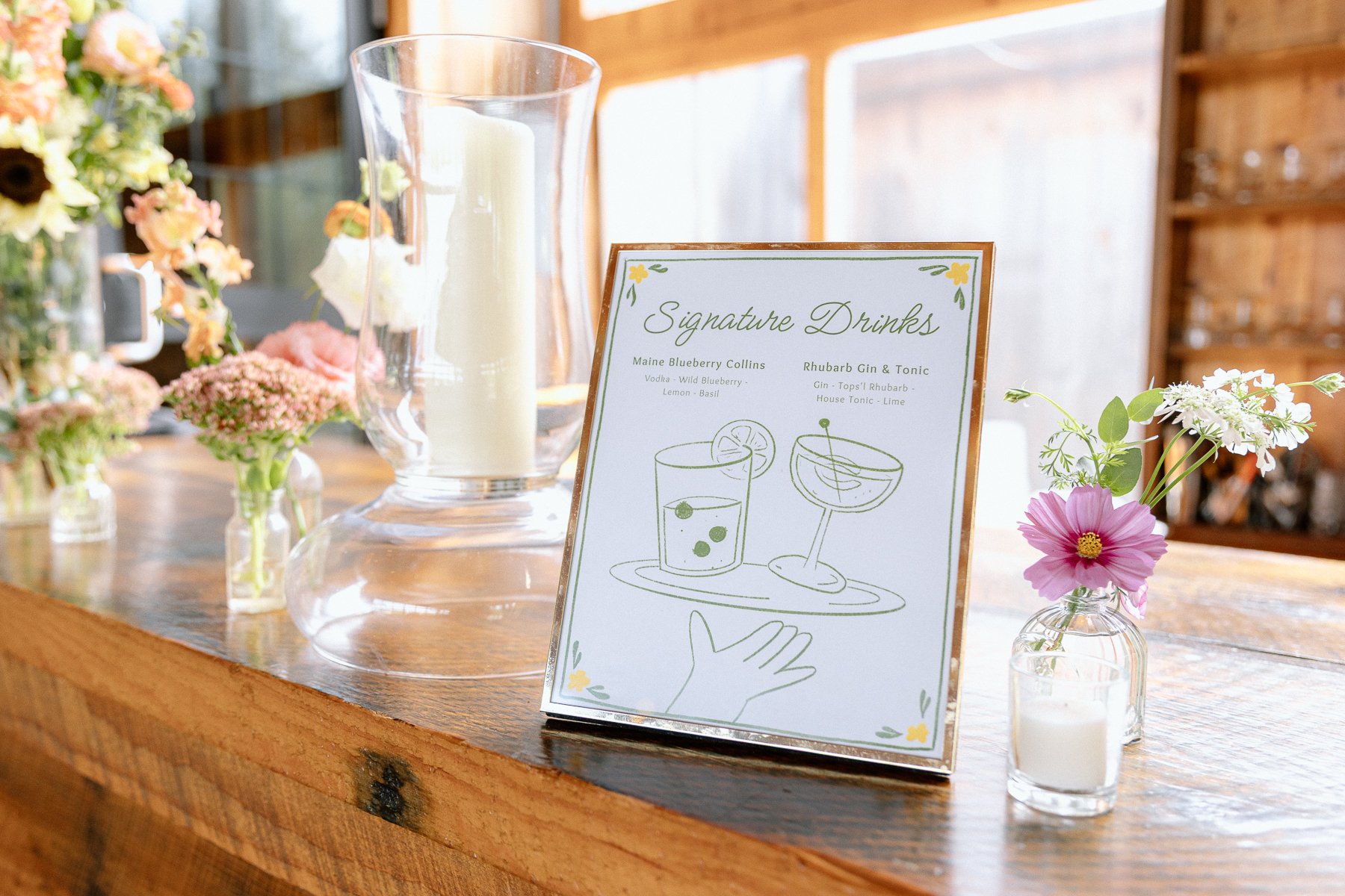 Tops'l Farm wedding drink menu
