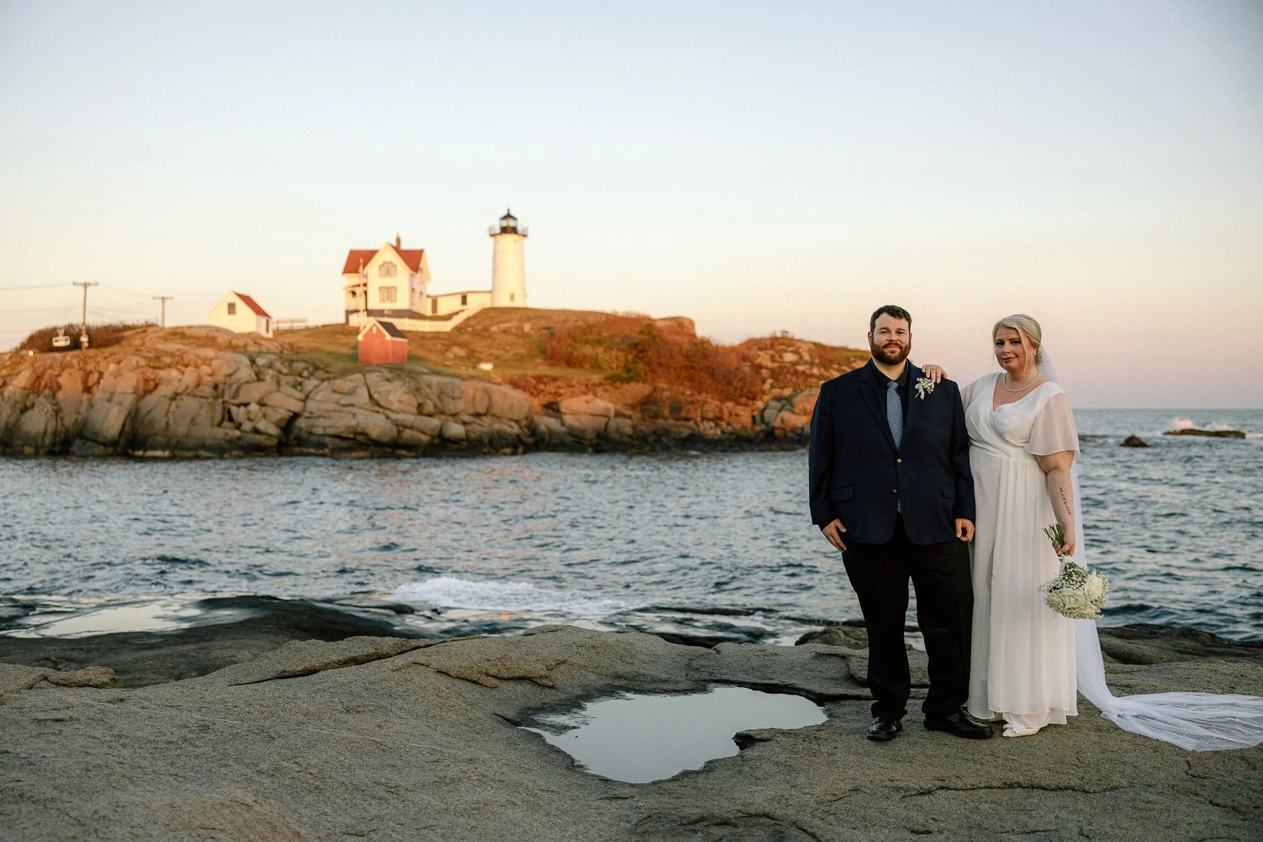 Nubble Lighthouse Wedding Portrait