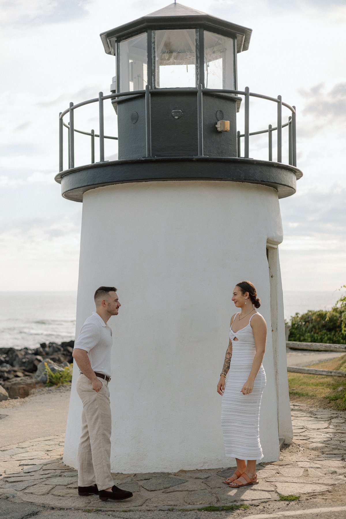 Maine Lighthouse Proposal, Cliff walk Engagement Photography