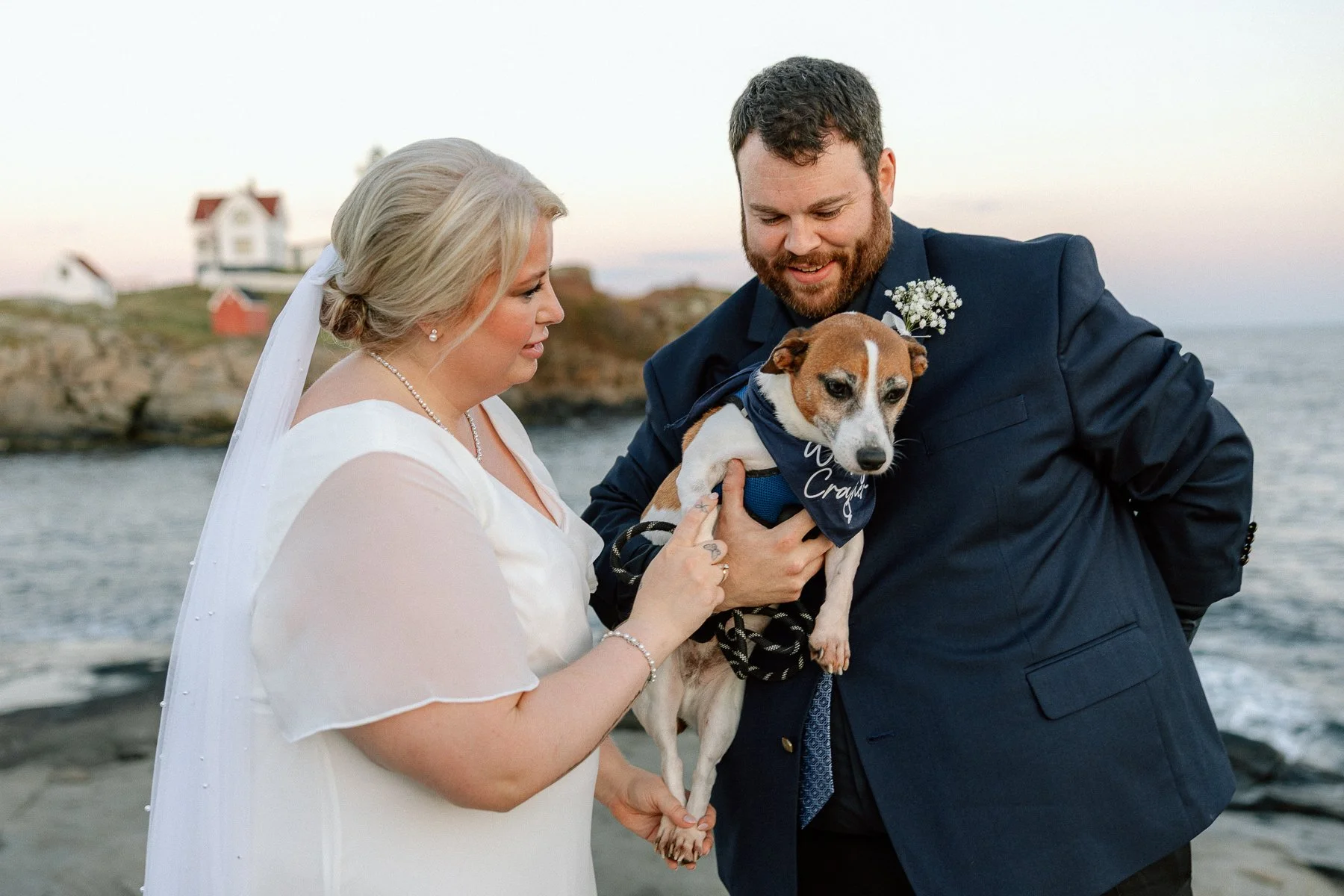 Nubble Lighthouse elopement with a dog