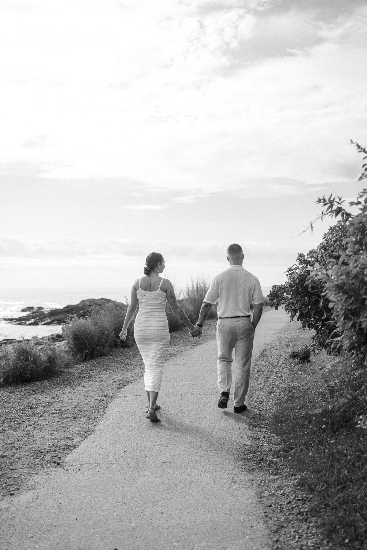 Maine Lighthouse Proposal, Cliff walk Engagement Photography