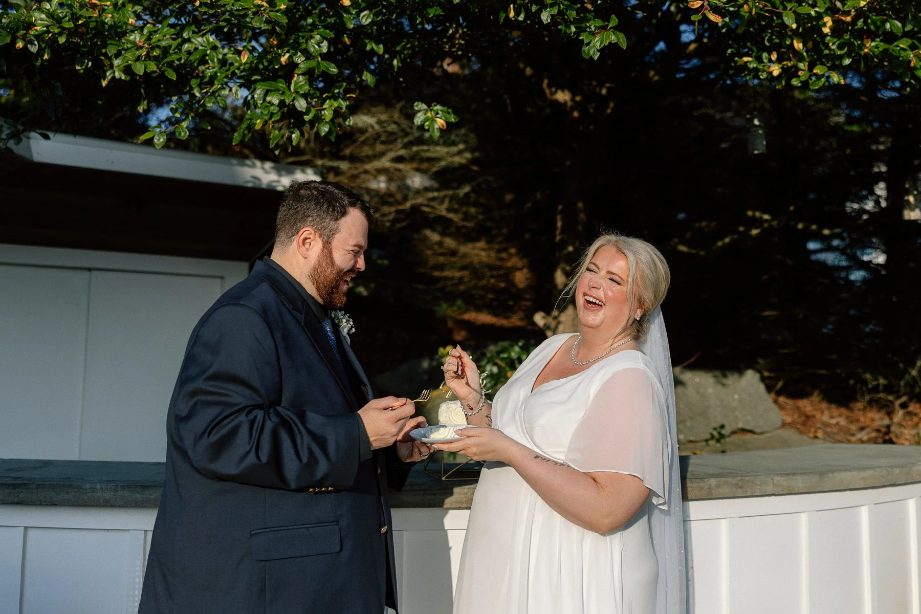 Wedding cake cutting at The Viewpoint Hotel in York Maine