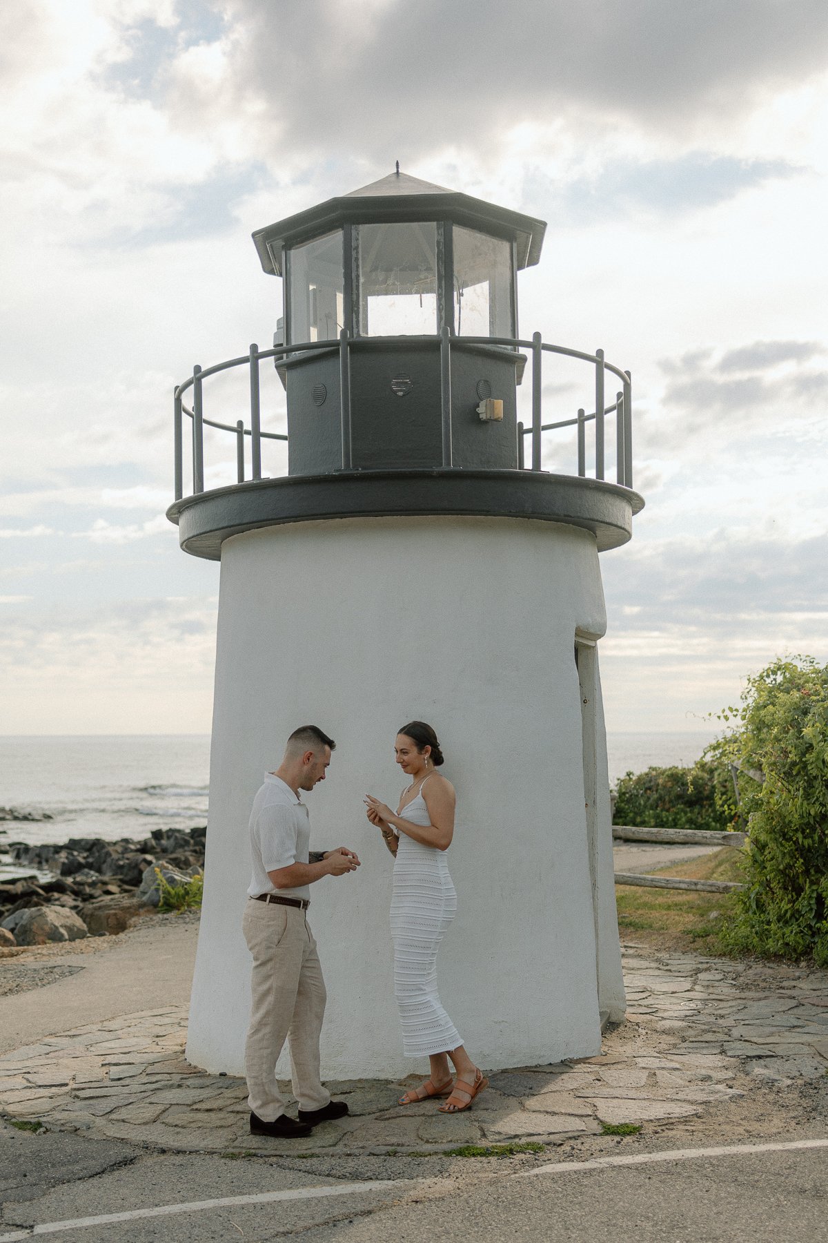 Maine Lighthouse Proposal, Cliff walk Engagement Photography