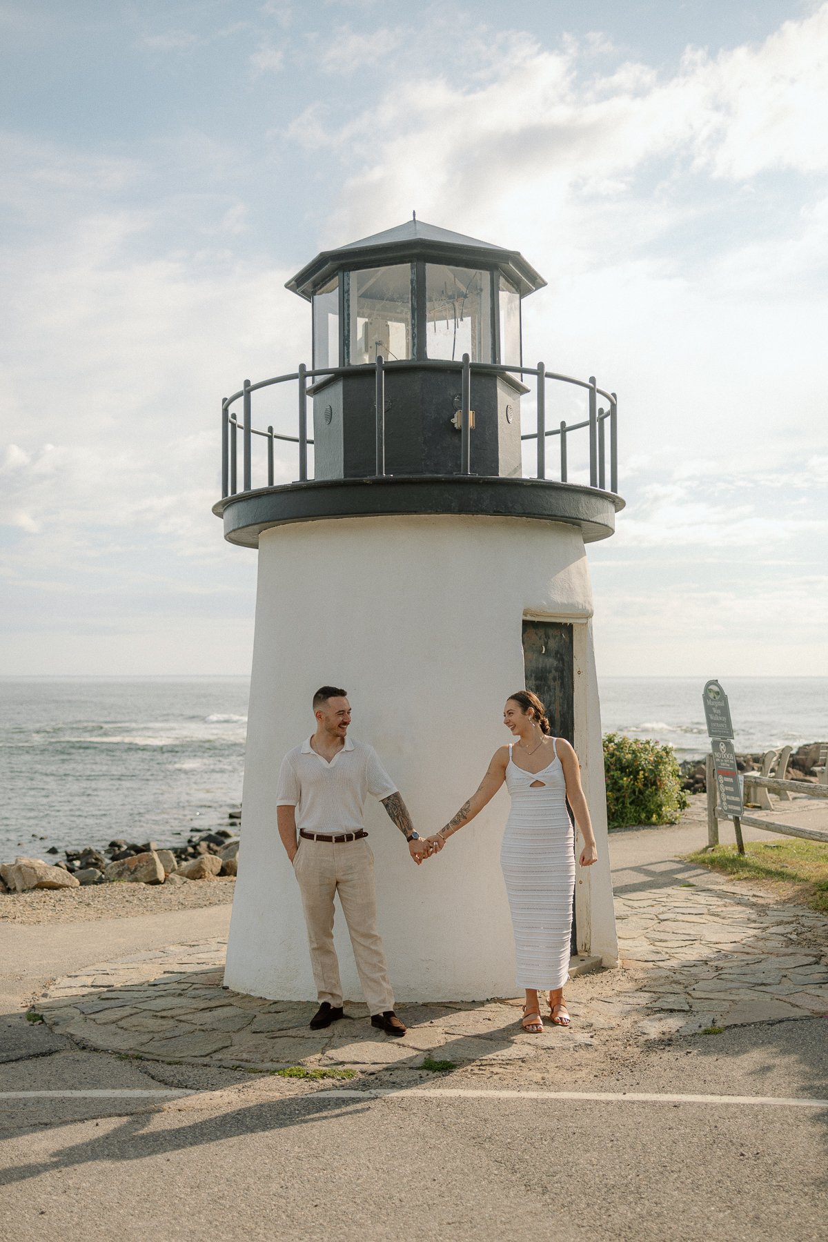 Maine Lighthouse Proposal, Cliff walk Engagement Photography