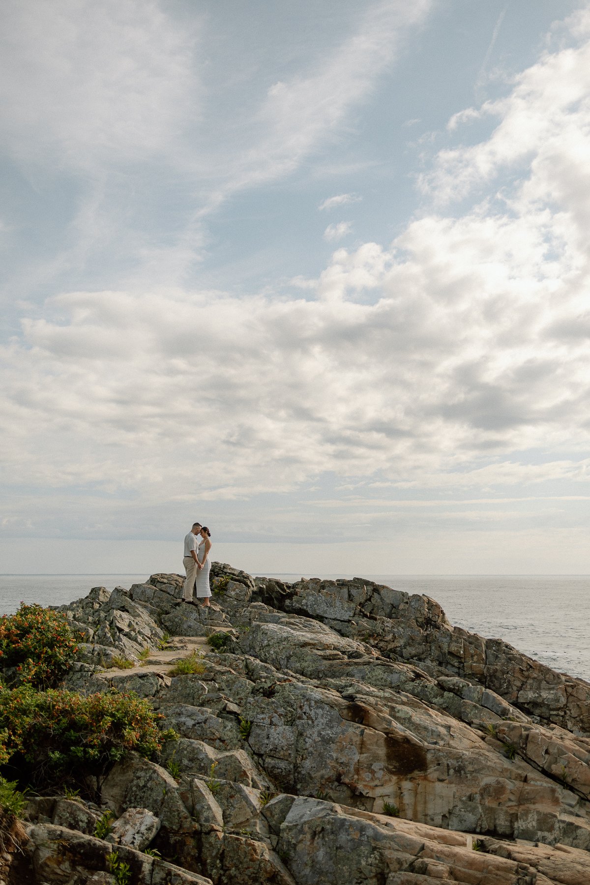 Maine Lighthouse Proposal, Cliff walk Engagement Photography