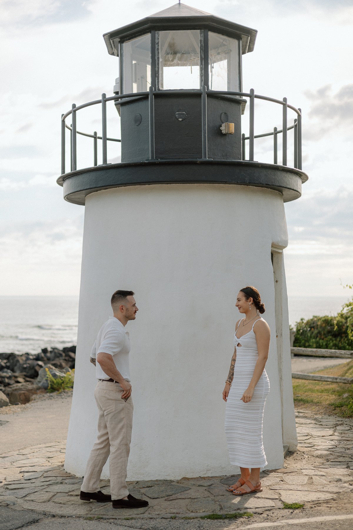 Maine Lighthouse Proposal, Cliff walk Engagement Photography