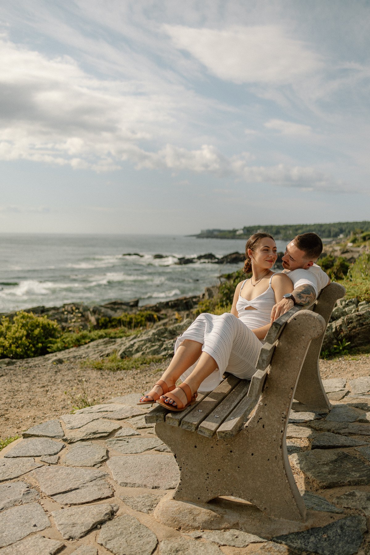Maine Lighthouse Proposal, Cliff walk Engagement Photography