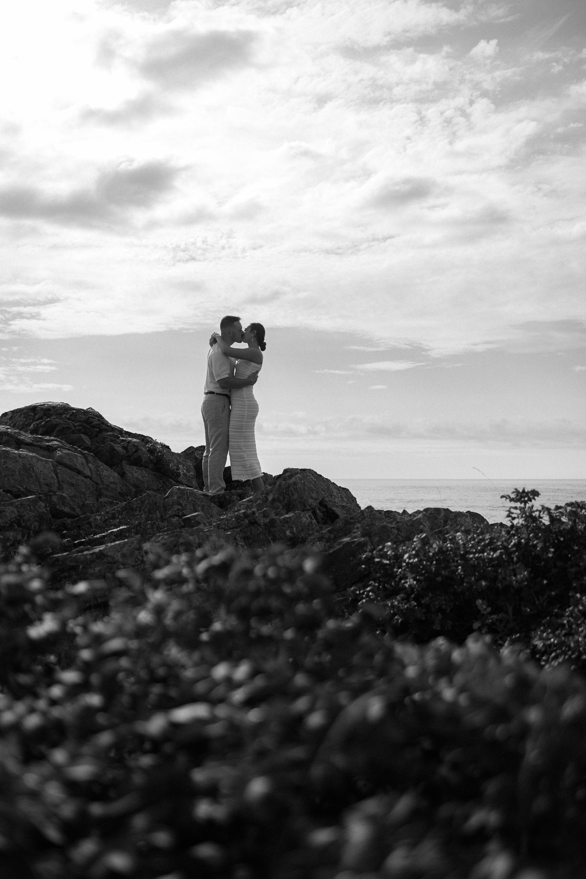 Maine Lighthouse Proposal, Cliff walk Engagement Photography