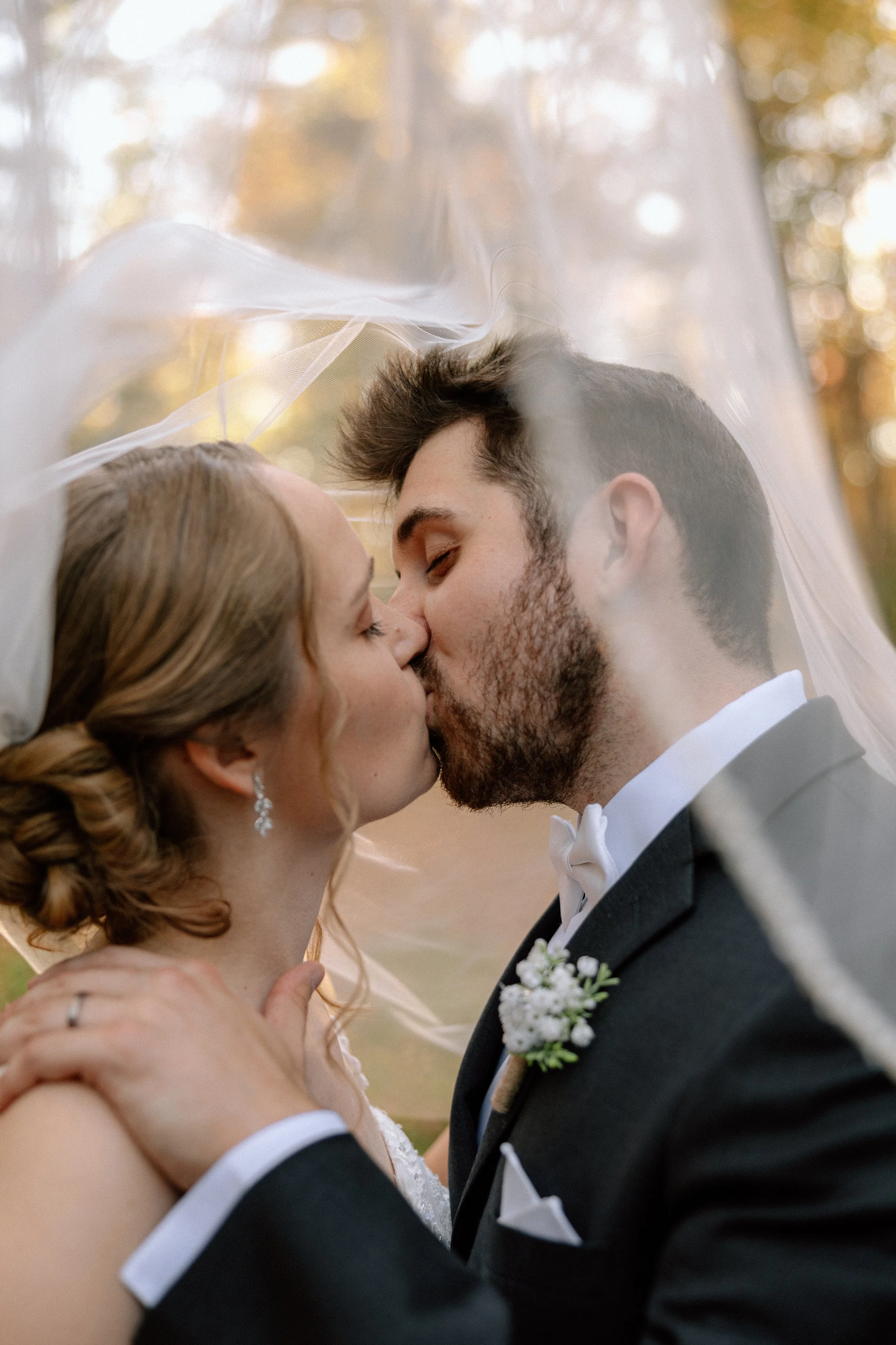 Hitching Post of Maine Wedding Under Veil Portraits
