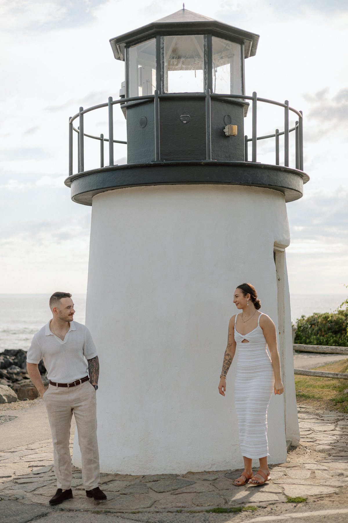 Maine Lighthouse Proposal, Cliff walk Engagement Photography