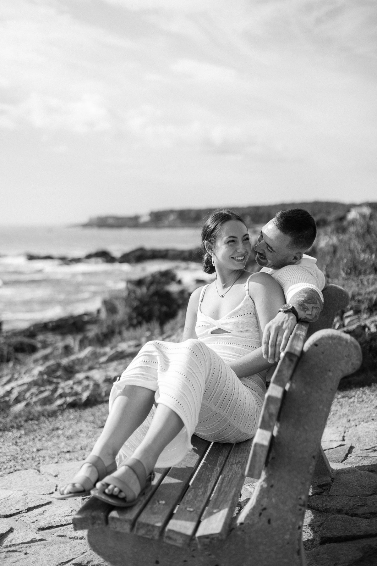 Maine Lighthouse Proposal, Cliff walk Engagement Photography
