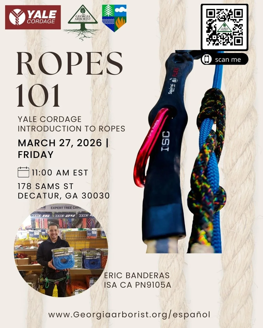 Intro to Ropes with Yale Cordage — Georgia Arborist Association