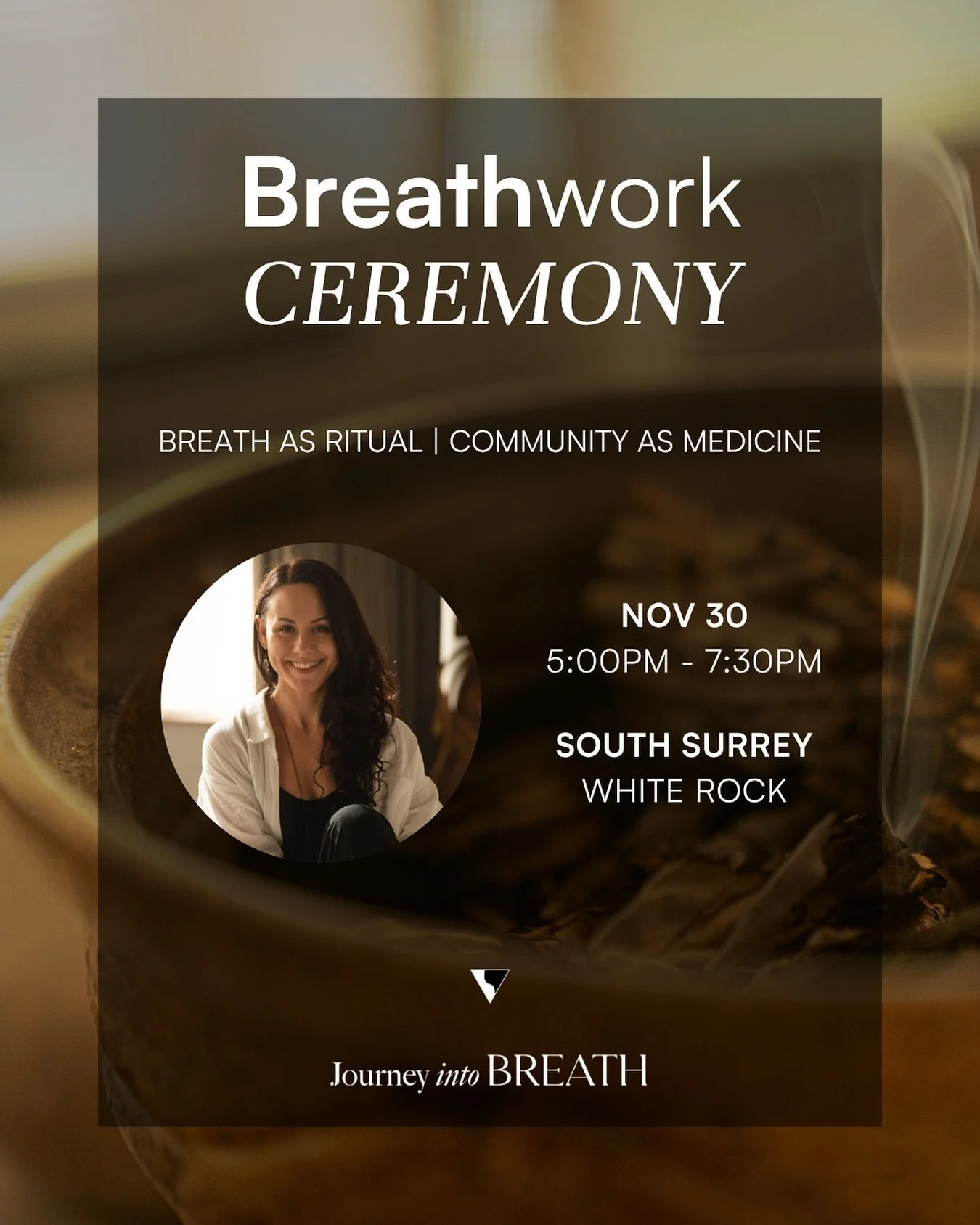 November Breathwork Ceremony 🍁✨
🗓️ Sunday, November 30
⏰ 5:00 PM &ndash; 7:30 PM
📍 16875 23rd Ave, White Rock

As the year winds down, we are invited to slow, release, and gather our energy for what&rsquo;s ahead. The breath becomes our compass &m