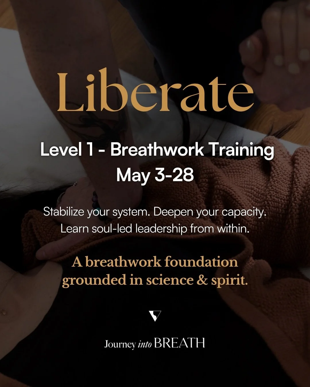 Liberate | Level 1 - Breathwork Training
✨ May 3&ndash;28, 2026 | Online via Zoom 

Before holding others, we hold ourselves and anchor within ✨

Liberate is a 4-week online breathwork training designed to do exactly that, rebuild your inner foundati
