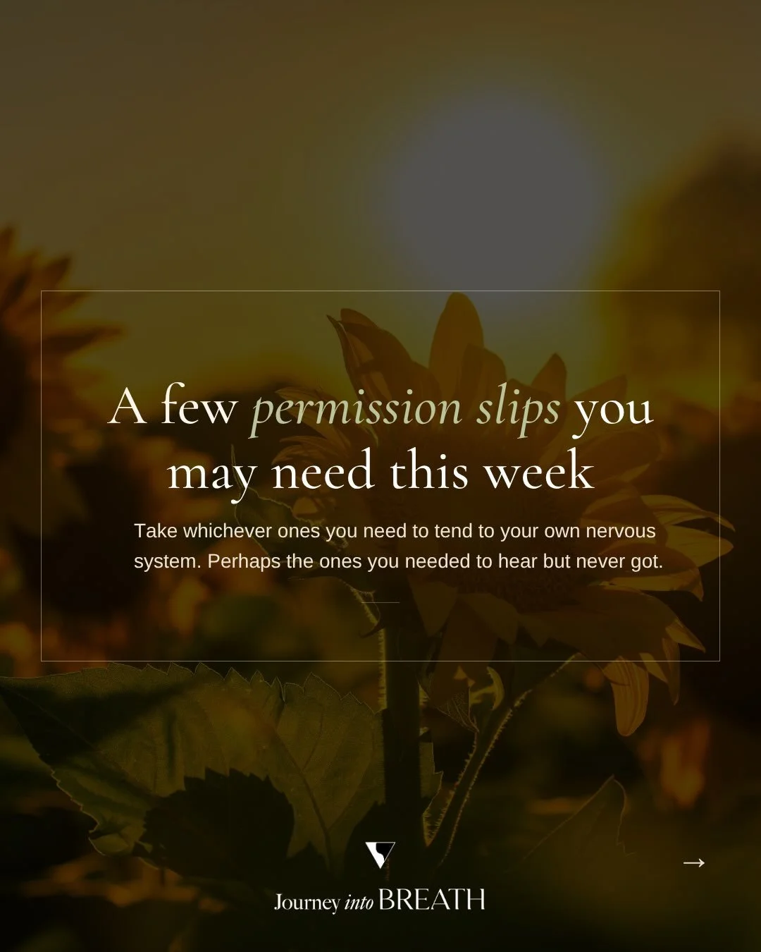 A little reminder for the week ahead: you&rsquo;re allowed to give yourself permission to do what you need to take care of you.

Permission to not finish everything today.
Permission to put your phone on Do Not Disturb.
Permission to move slowly.
Per
