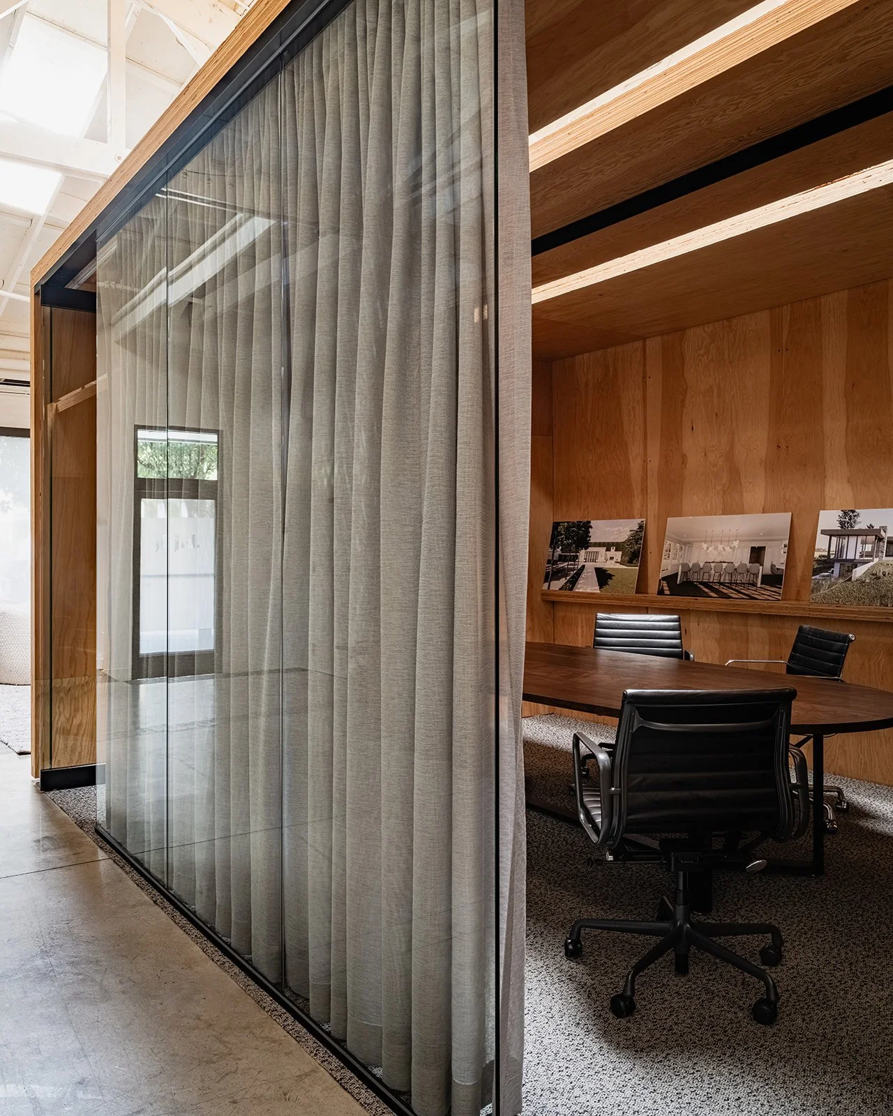 Glass walled conference room