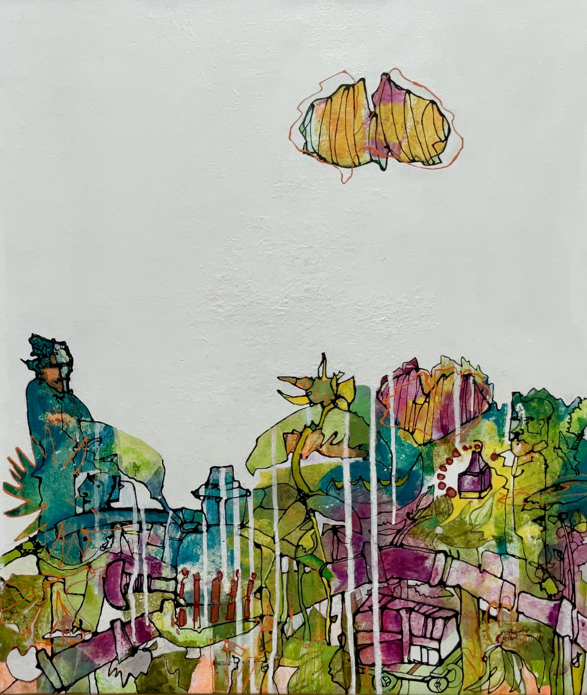 Lasting forever, acrylic and mixed media on canvas, 49cm x 26cm