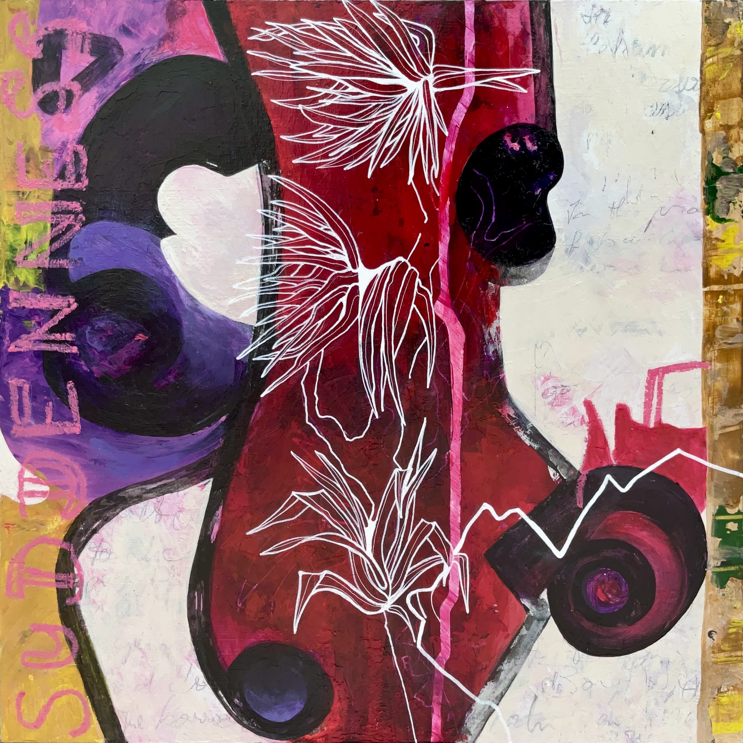 Migrating, acrylic and mixed media on canvas, 32cm x 32cm