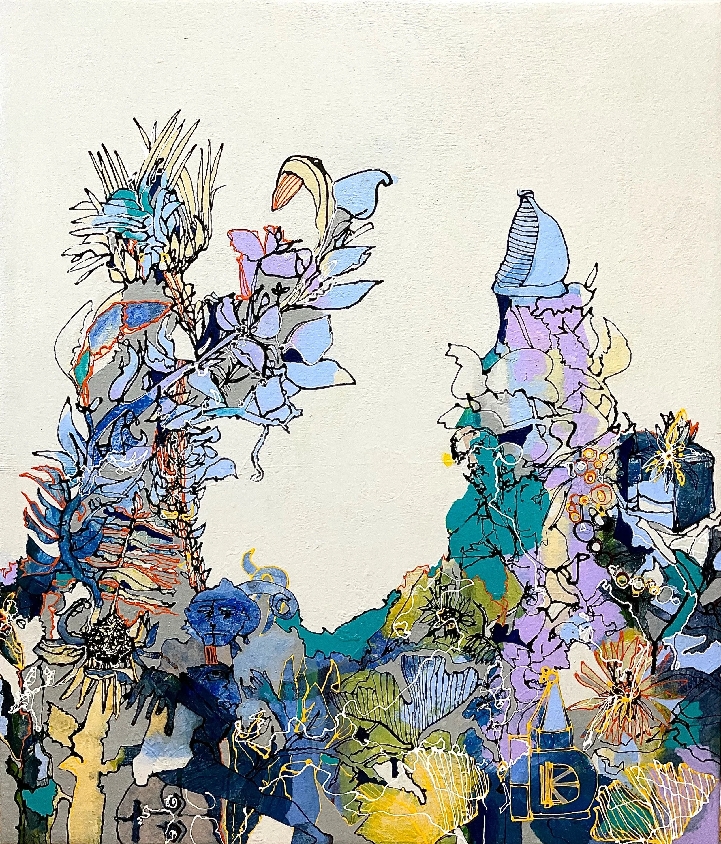 The imaginary garden, acrylic and mixed media on canvas, 60cm x 70cm