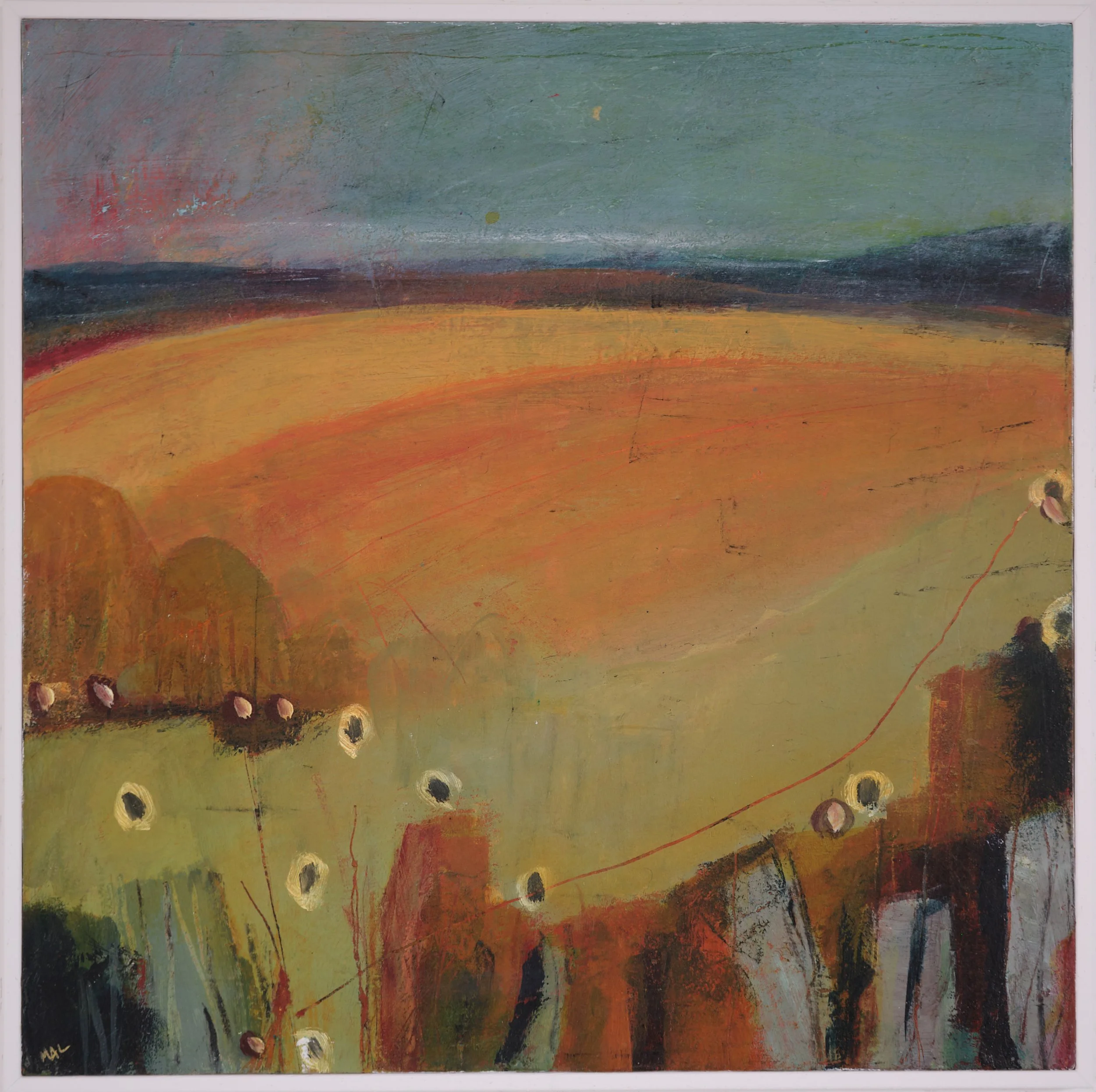 The End of Harvest
Acrylic and mixed media on board and finished
with archival varnish. 
41cm x41cm including frame
£350
