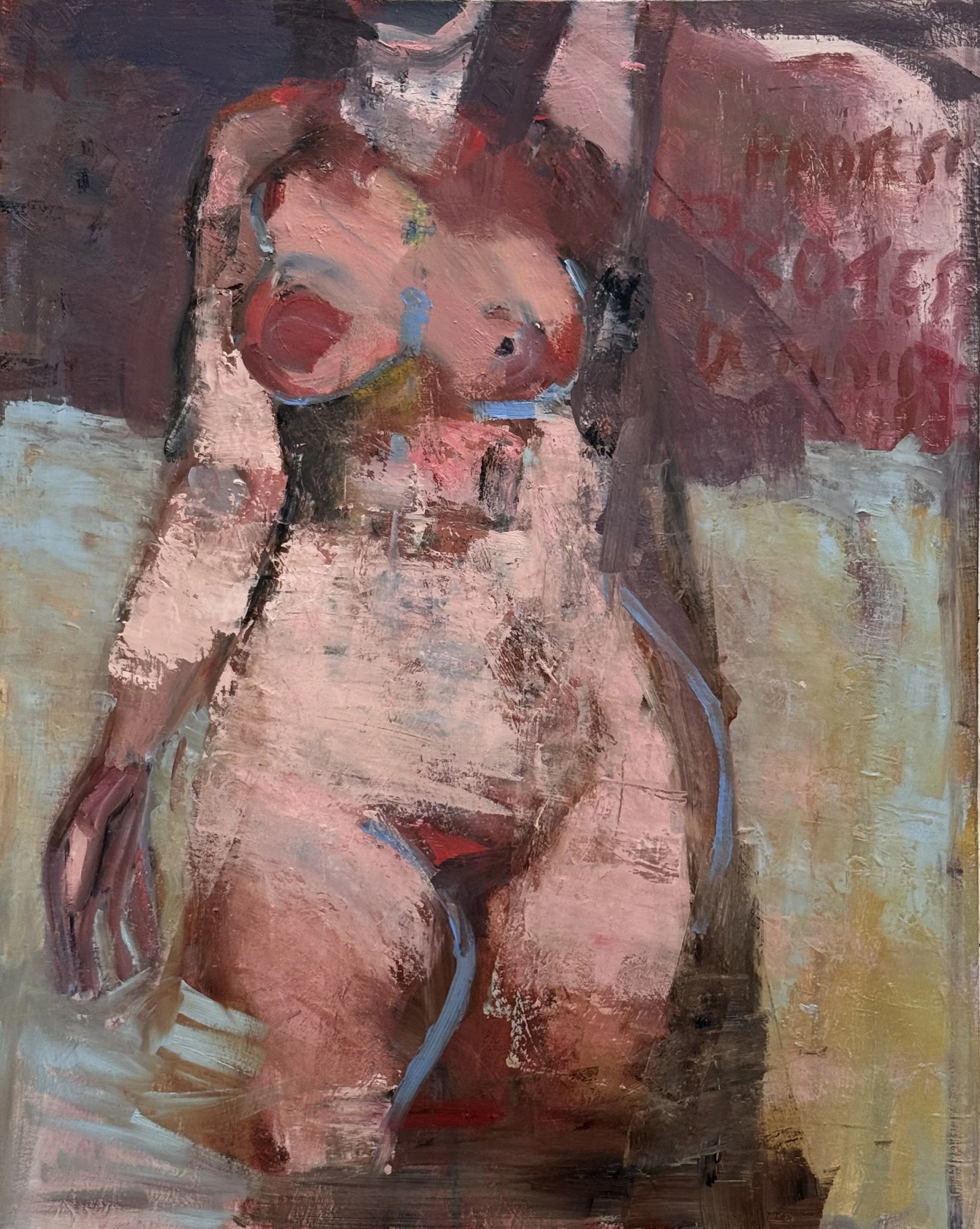 Walk the walk and don't retreat Oil on linen