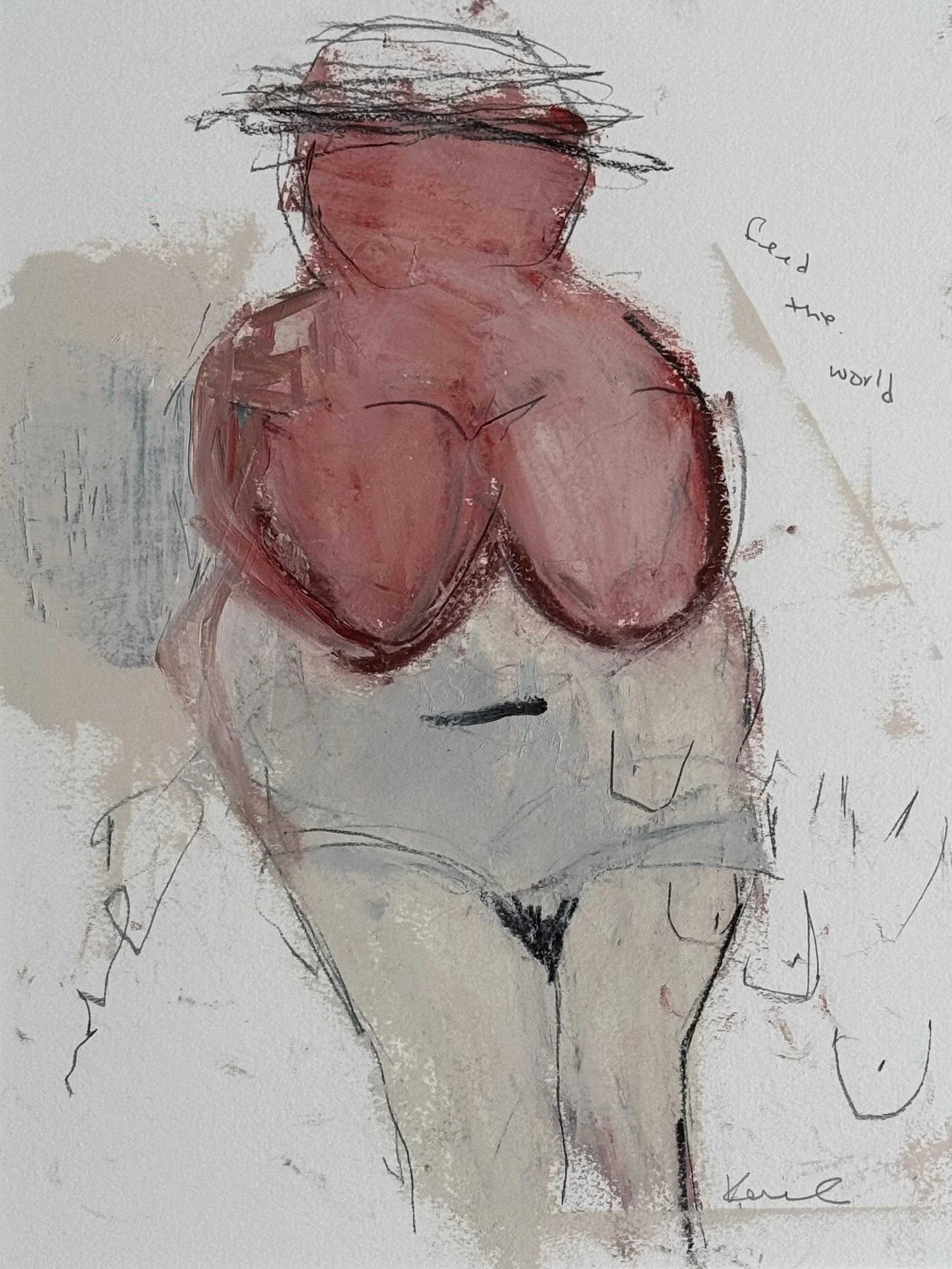 Fertility Totem 1  Oil, Graphite on Archival paper, Framed. Sold