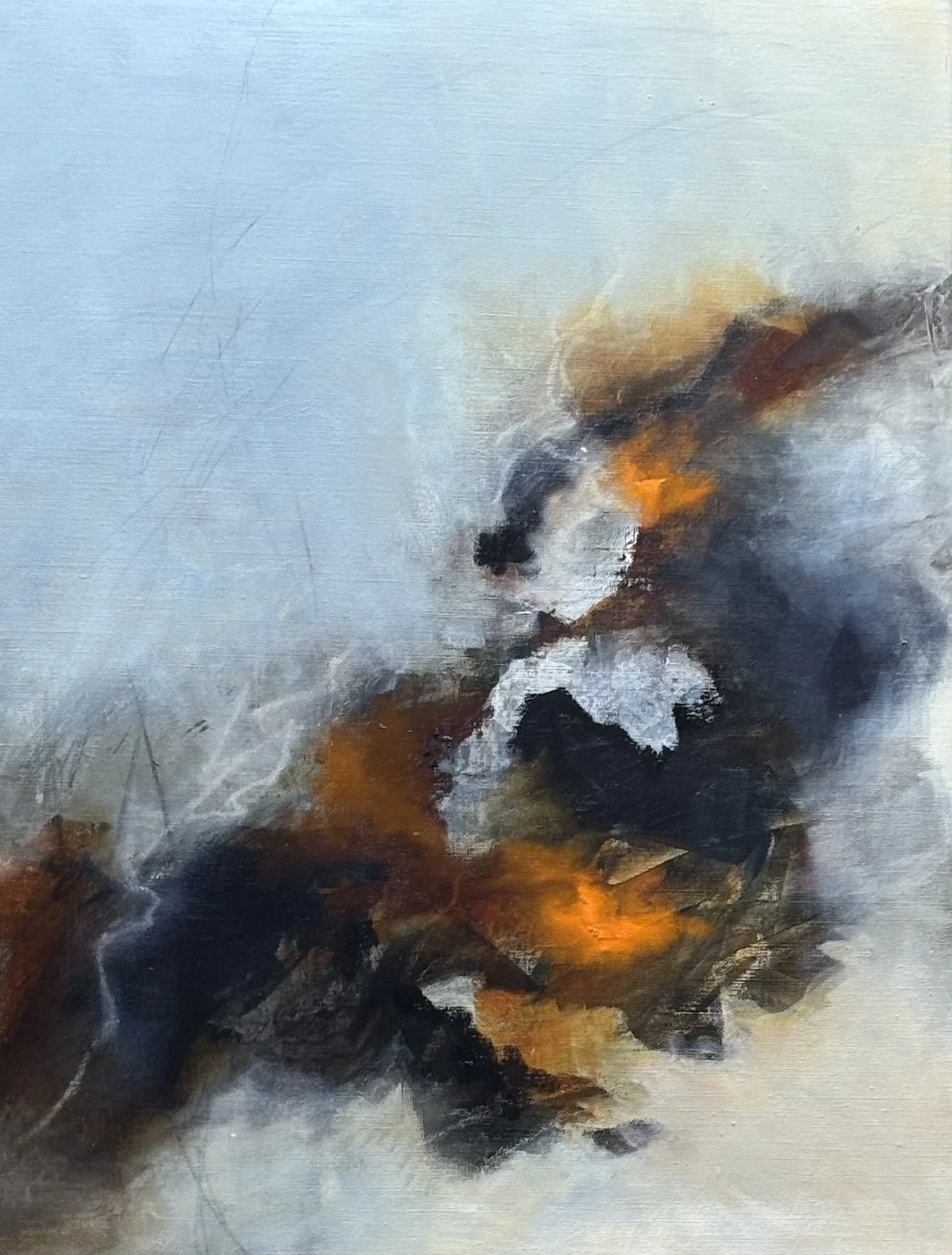 The feeling stays, mixed media on linen canvas, framed 63cm x 83cm