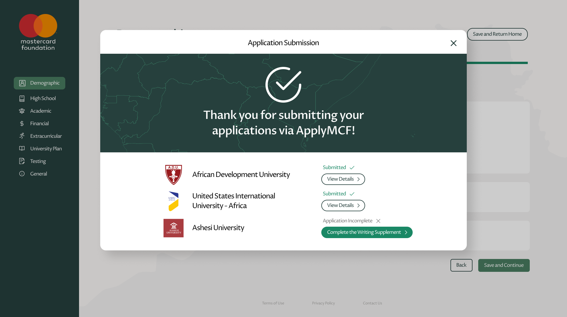 Entry to Complete Applications