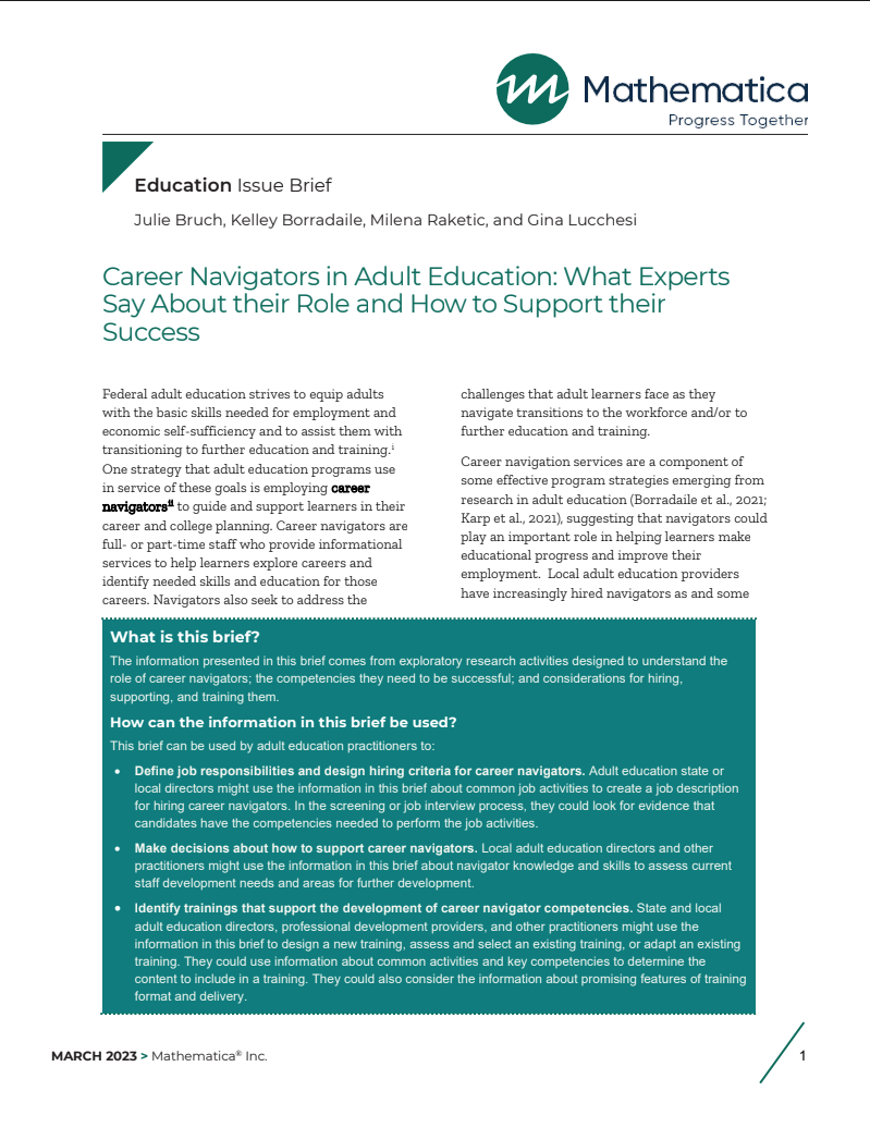 Career Navigators in Adult Education: What Experts Say About their Role and How to Support their Success