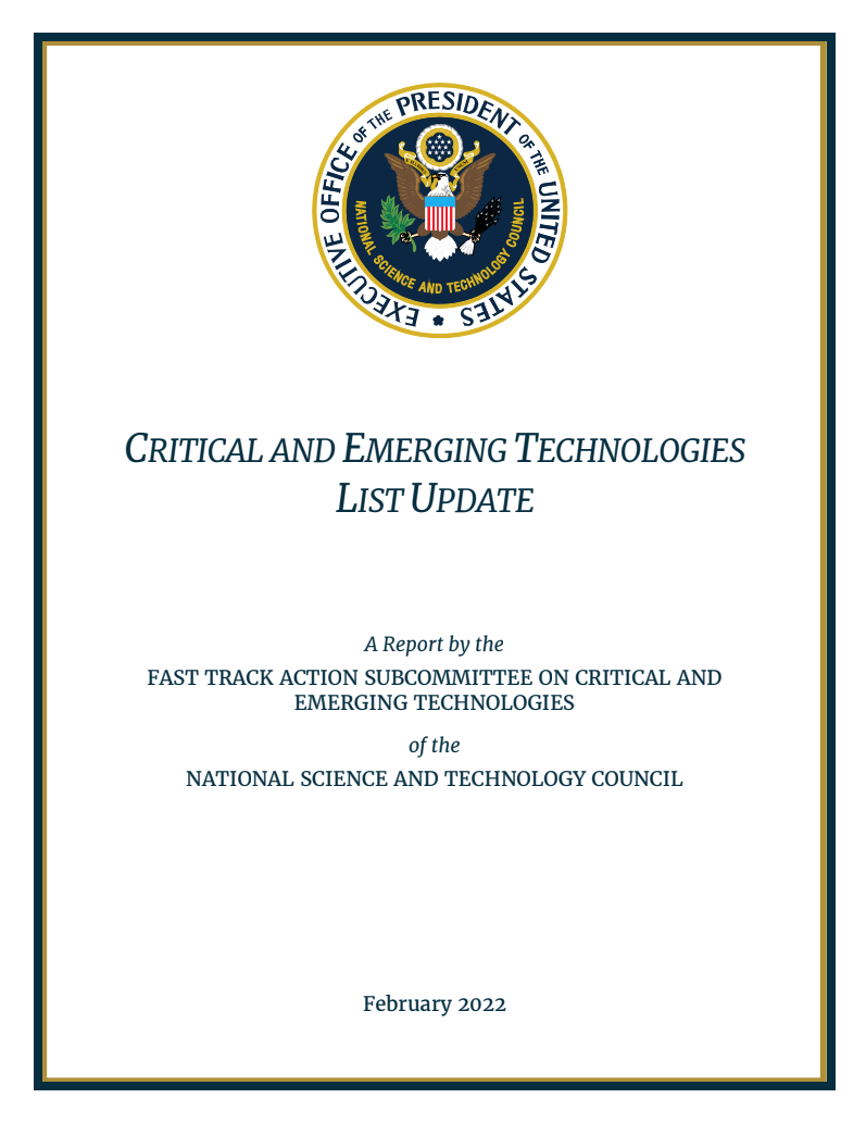 Critical and Emerging Technologies List Update