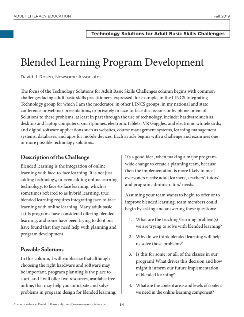 Blended Learning Program Development