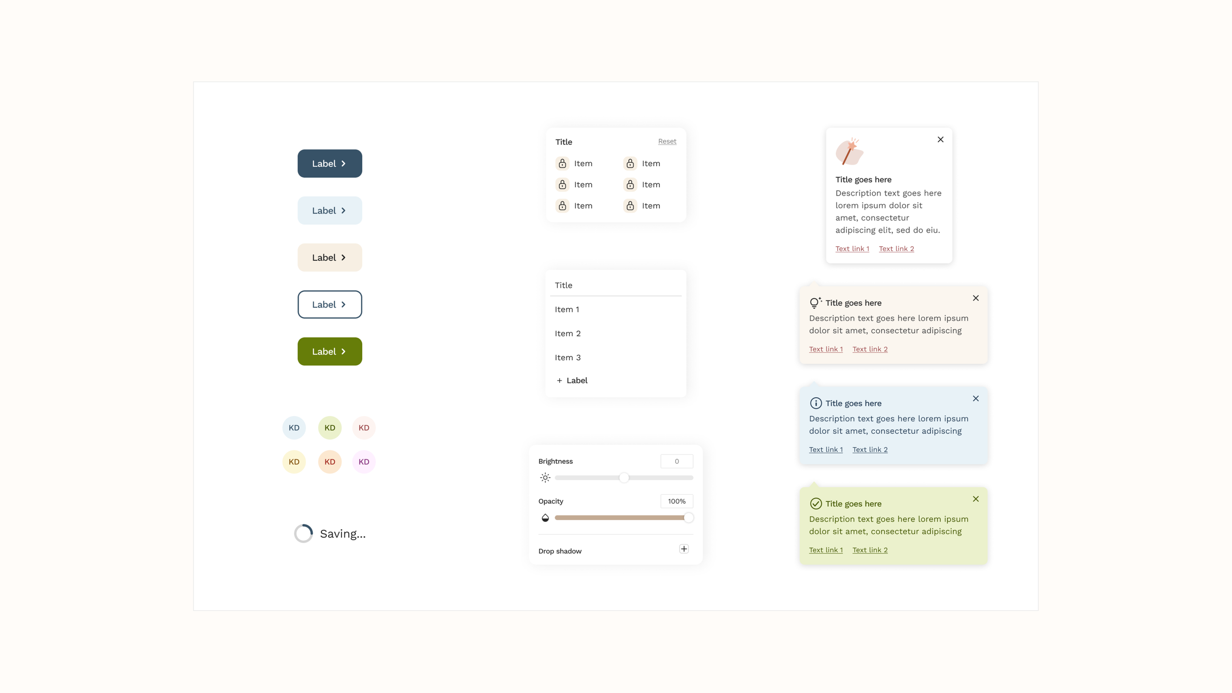 Sampling of components from design system "Stella"