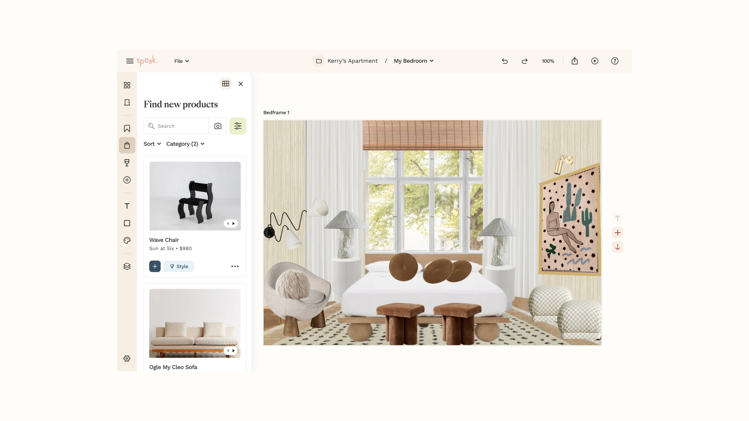 Browse, search and filter a gallery of verified and UGC products to add items to your canvas