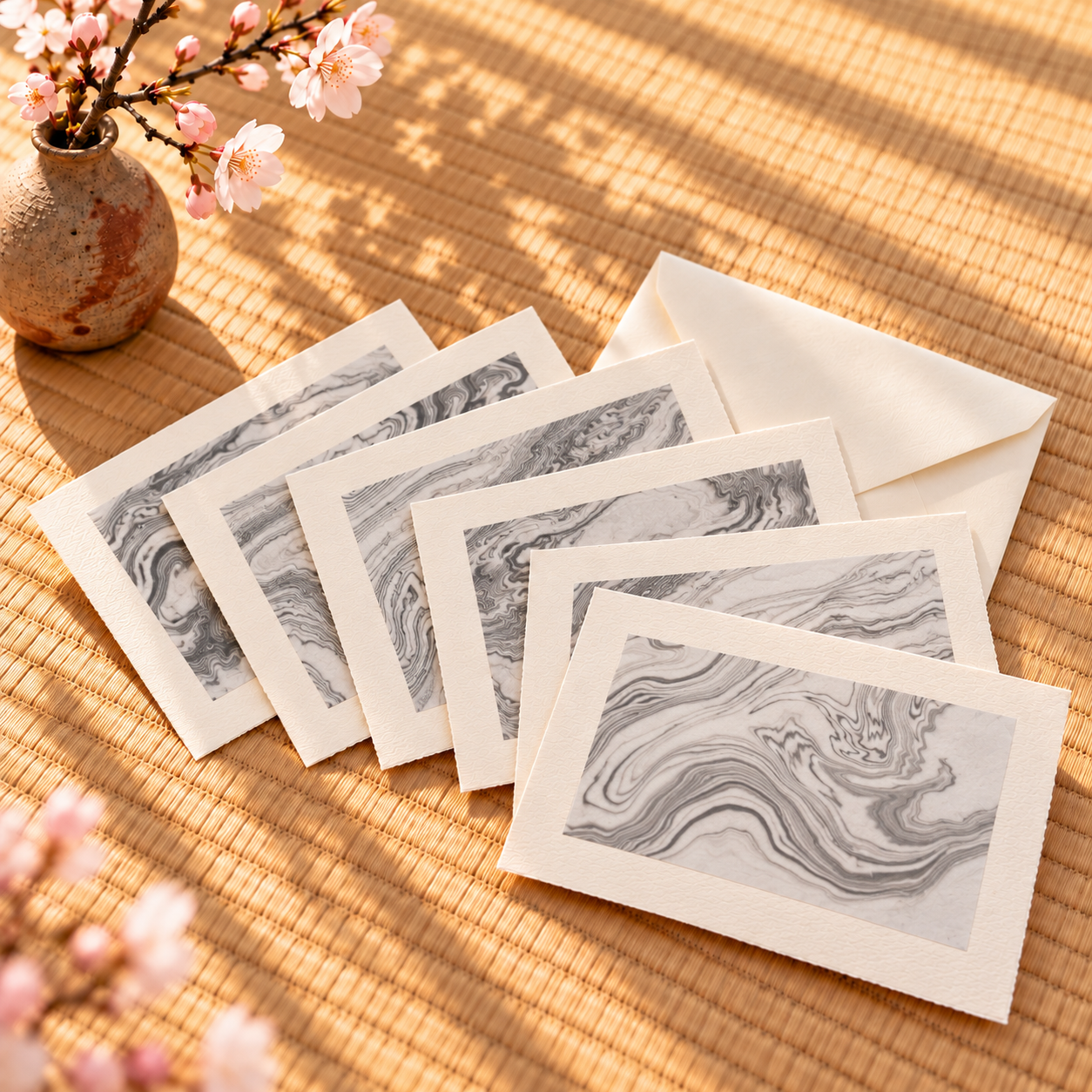 Suminagashi Notecards · Set of Six · Large