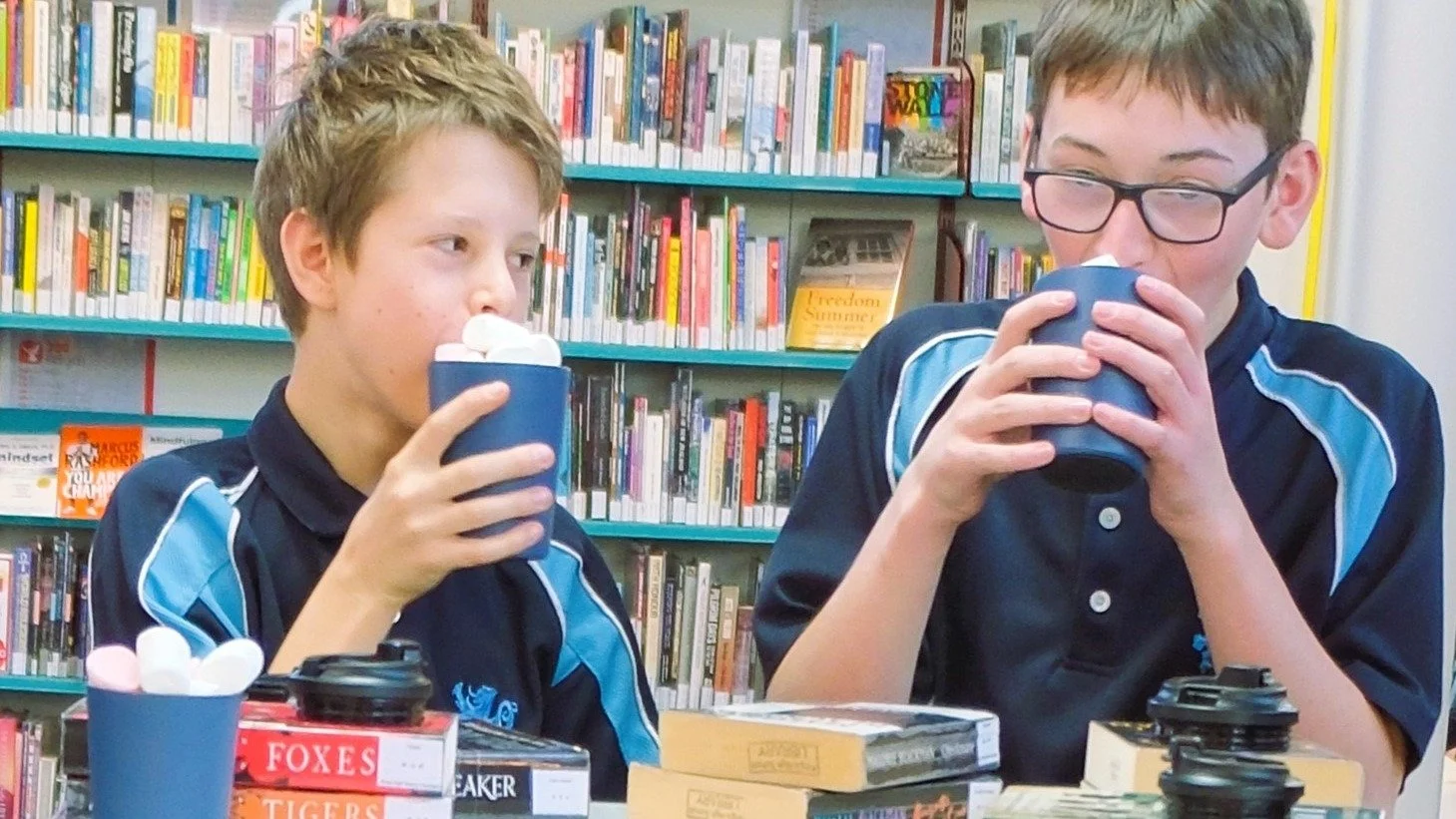 The Readers's Cup - made for Hot Chocolate (and many, many, many marshallows) on the go.
$5 to the King's High School Library Readers and books for every cup sold